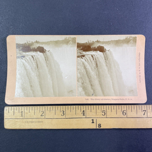 Falls Edge from Prospect Park Niagara Falls Stereoview Antique c1892 Y2145