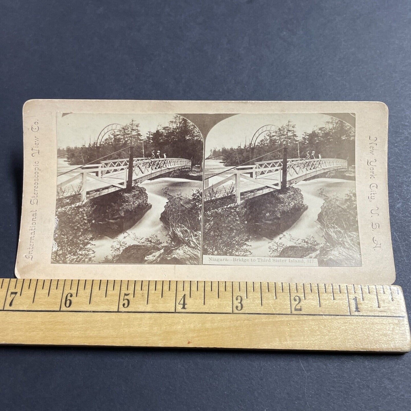 Antique 1880s Three Sisters Island Niagara Falls Stereoview Photo Card P5047