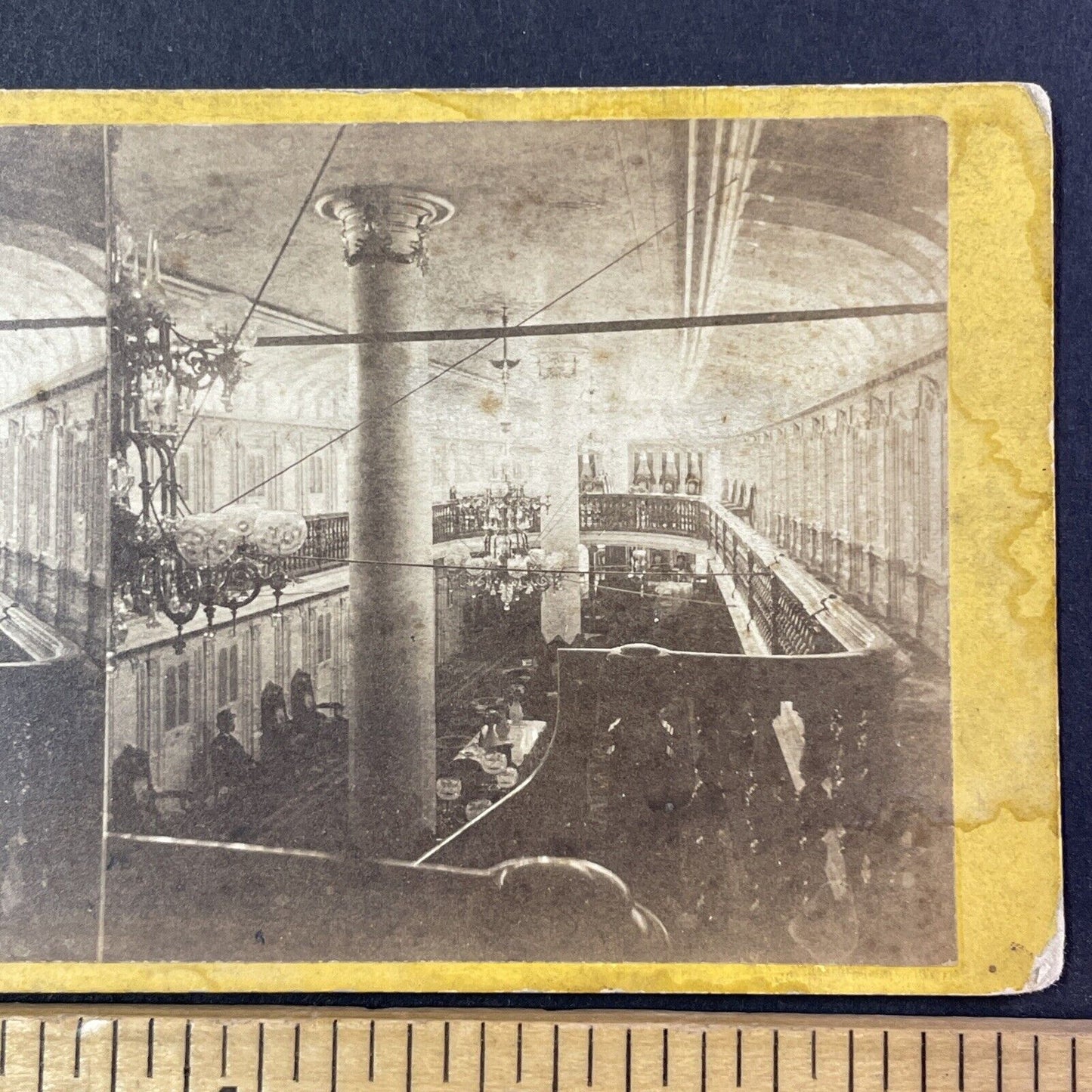 Saloon Of The Steamship Bristol Steamer Ship Stereoview Antique c1870 X2758