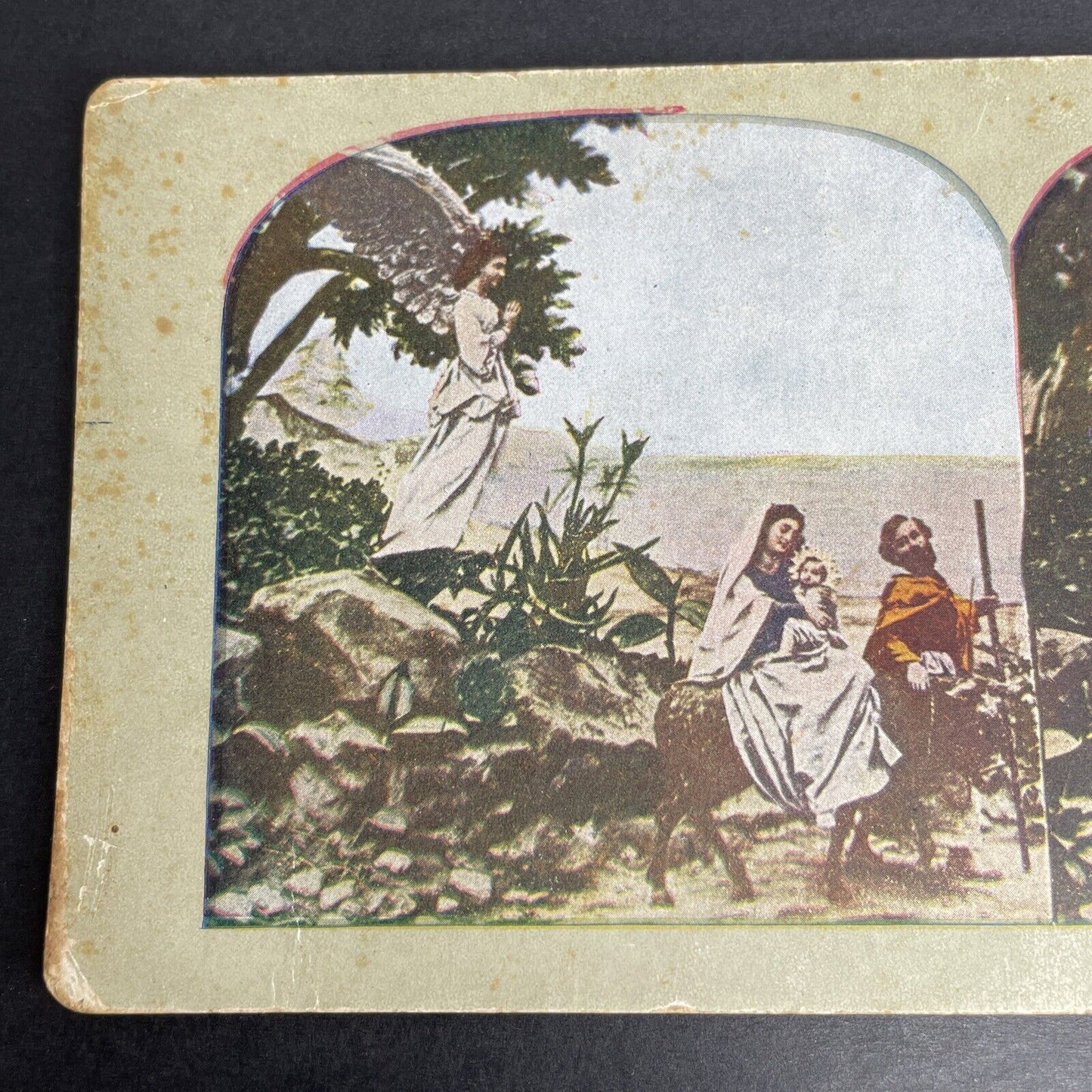 Antique 1902 Mary Mother Of Jesus Flees To Egypt Stereoview Photo Card P1069