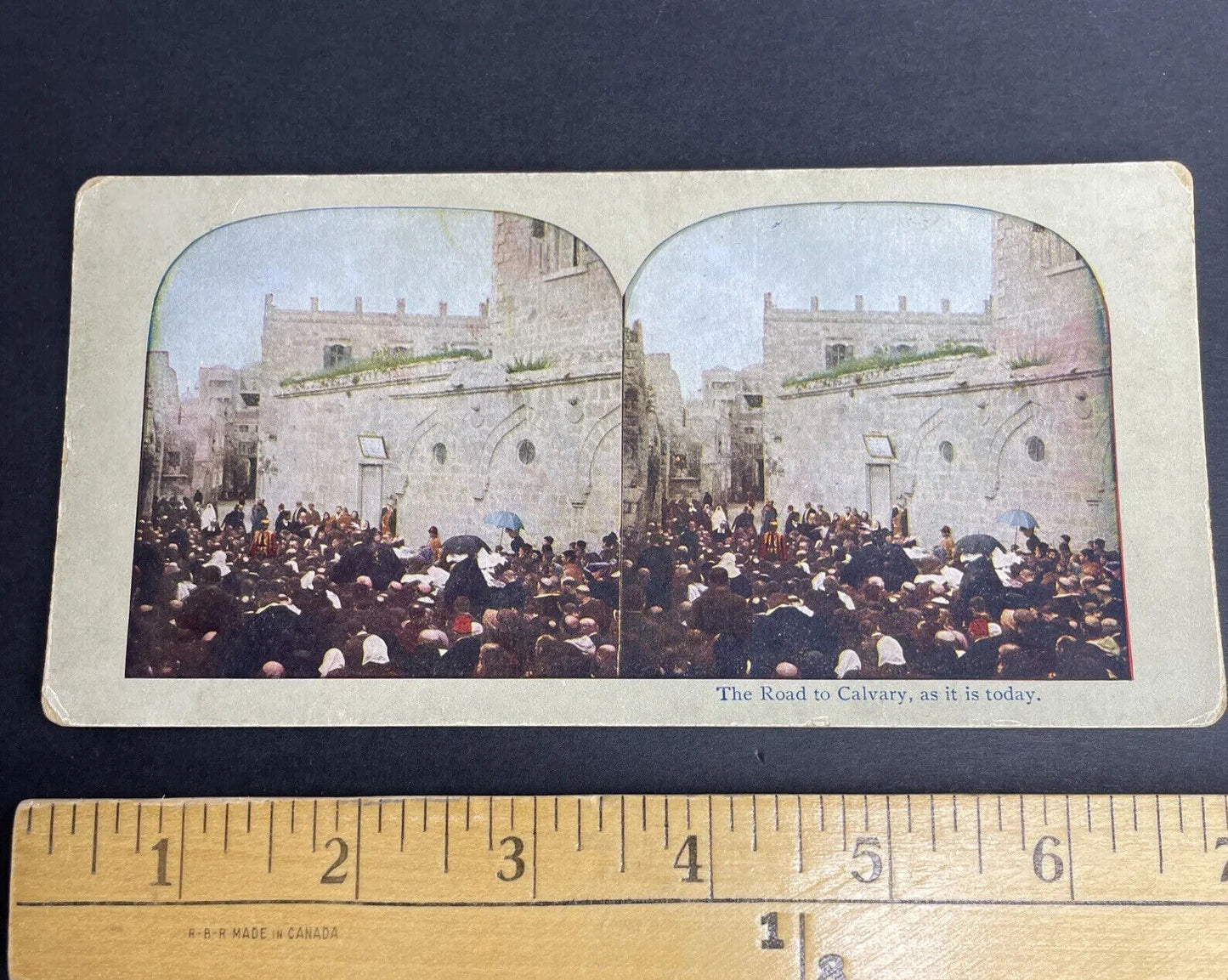 Antique 1902 Pilgrims On Road To Cavalry Jerusalem Stereoview Photo Card P1058