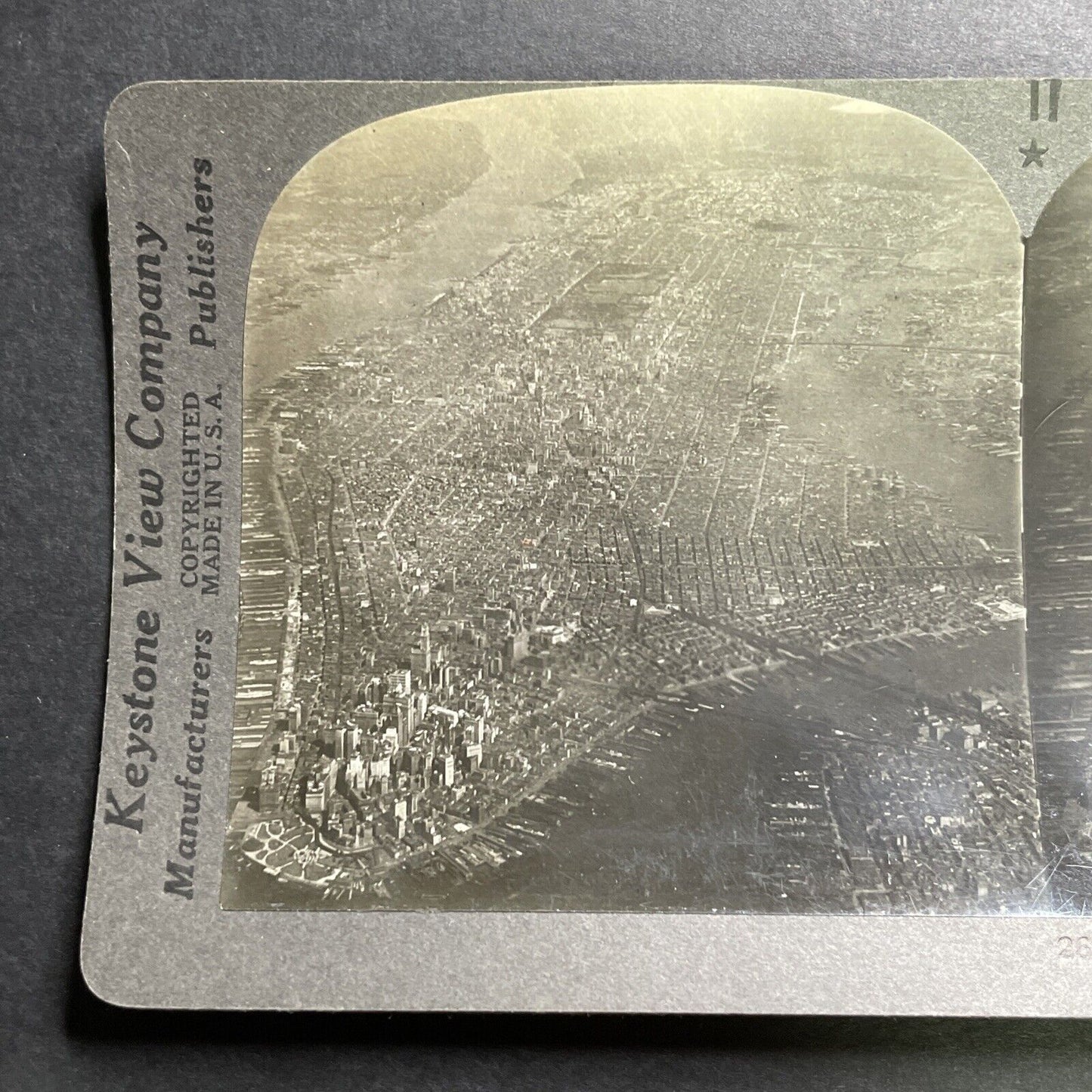 Antique 1918 Birdseye View Of Manhattan New York Stereoview Photo Card P1344
