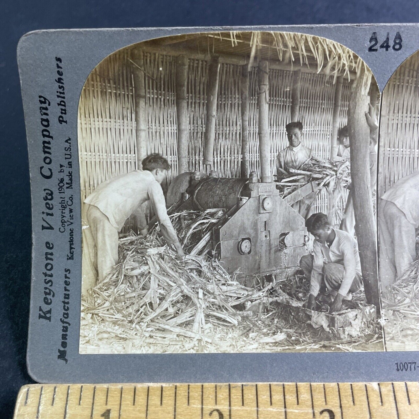Antique 1906 Sugar Cane Grinder Manila Philippines Stereoview Photo Card P2119