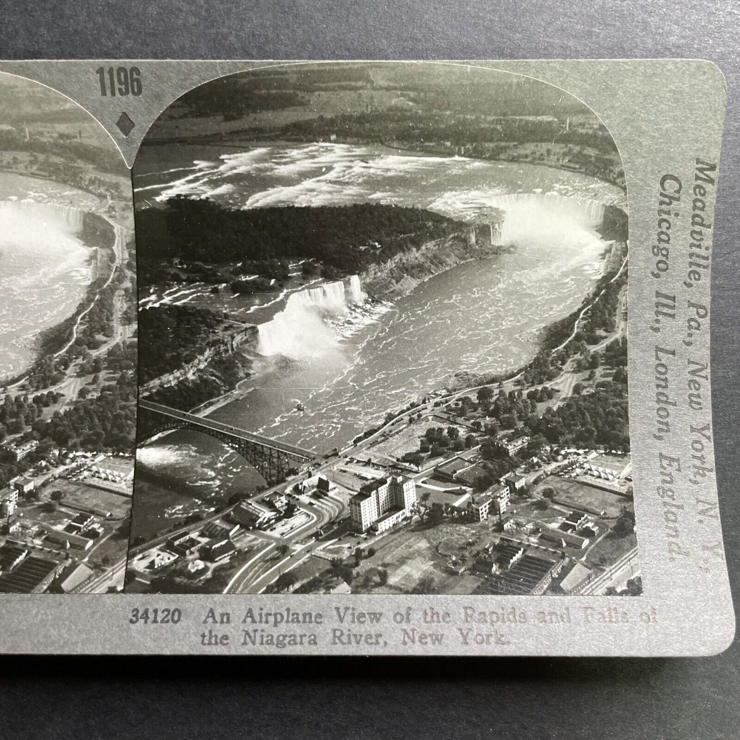 Antique 1933 Niagara Falls Ontario Birdseye View Stereoview Photo Card P1404