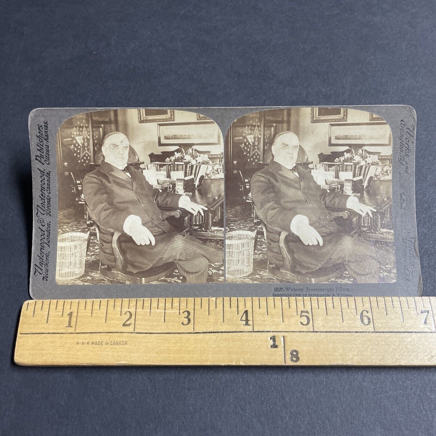 Antique 1900 US President William McKinley Stereoview Photo Card P4889