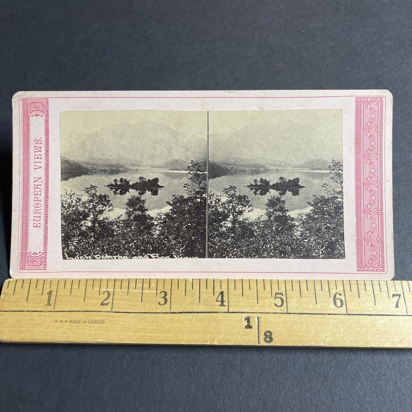 Antique 1870s Loch Achray & Ben Venue Scotland Stereoview Photo Card P4228