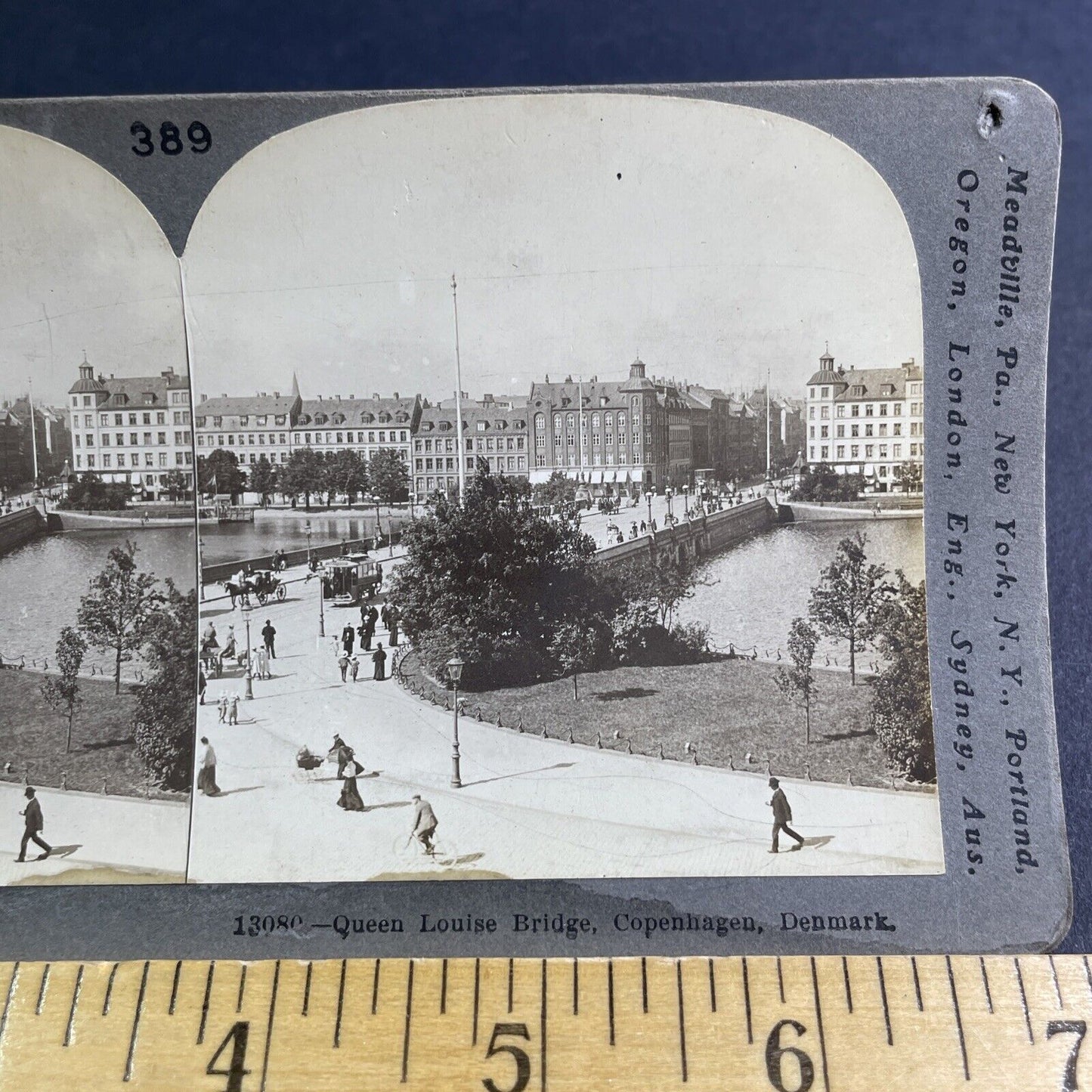 Antique 1901 Queen Louise Bridge Copenhagen Denmark Stereoview Photo Card P2161