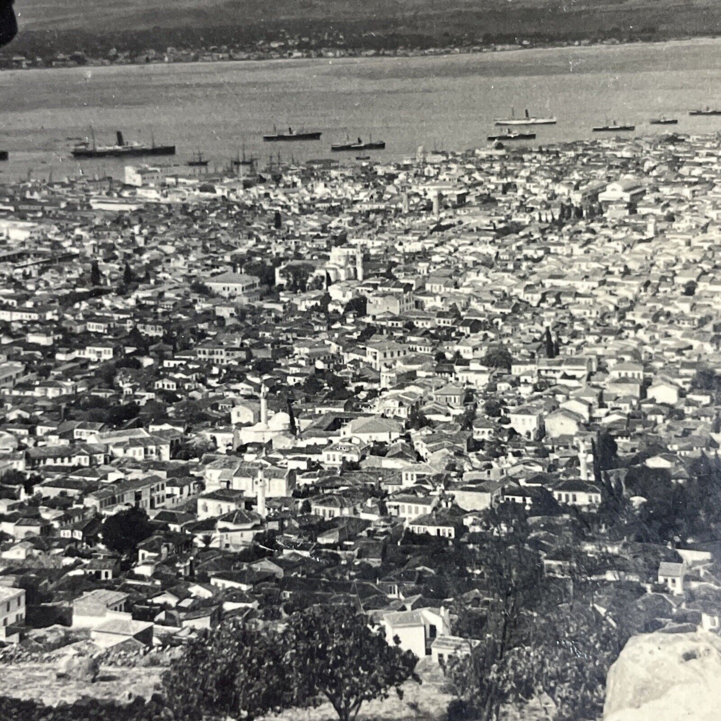 Antique 1920s Izmir Turkey City & Port View Stereoview Photo Card P4929