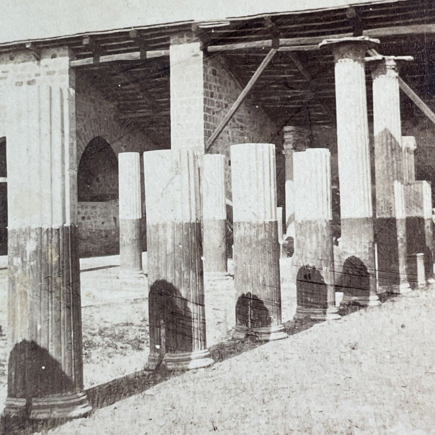 Marble Pillars Pompeii Volcano Stereoview Michele Amodio Antique c1863 X3276