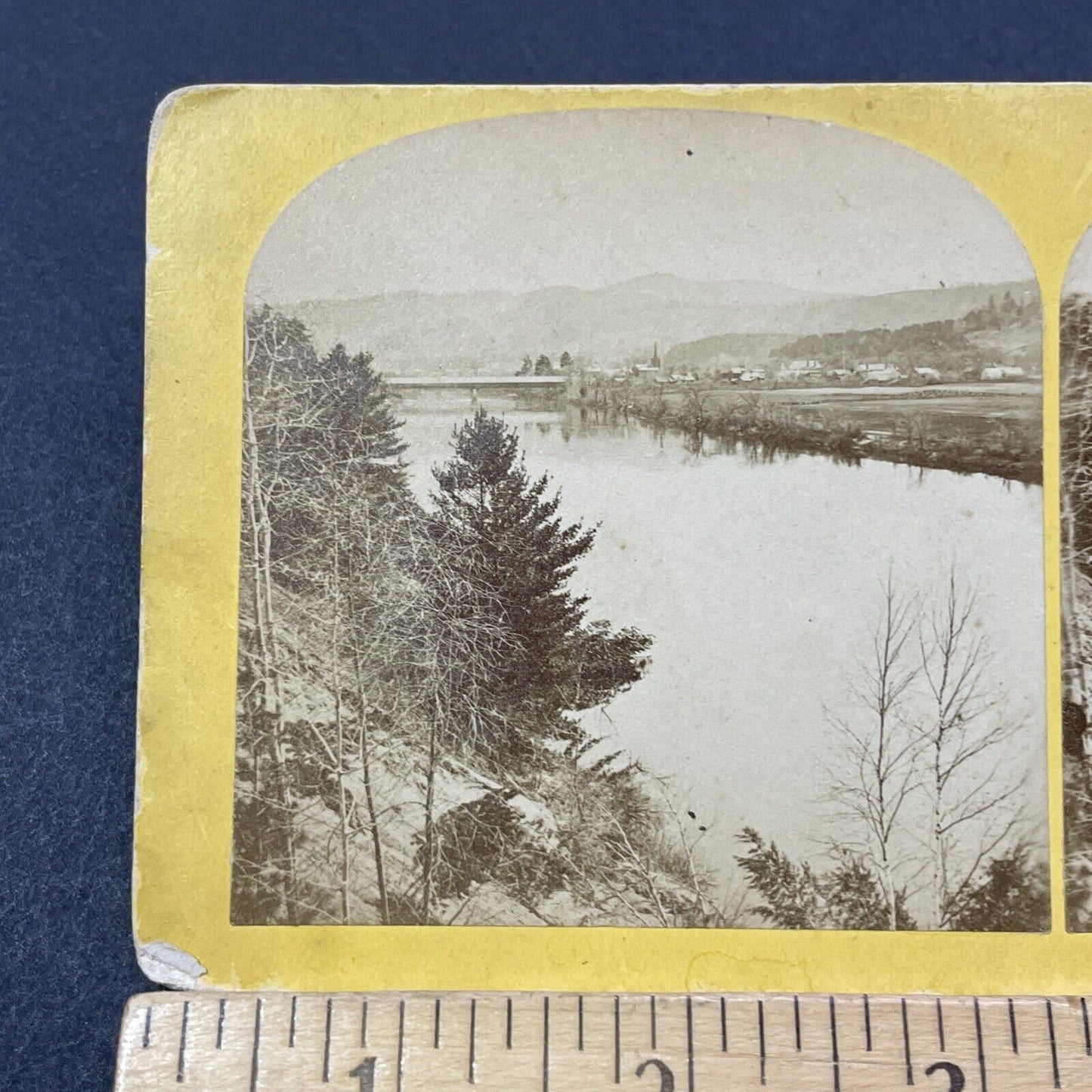 Antique 1870s Covered Bridge Warren New Hampshire Stereoview Photo Card V2134