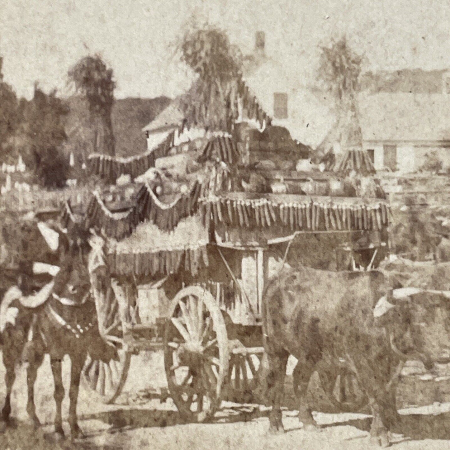 Antique 1878 'The Freak Wagon' Marlow Town Fair NH Stereoview Photo Card V2057