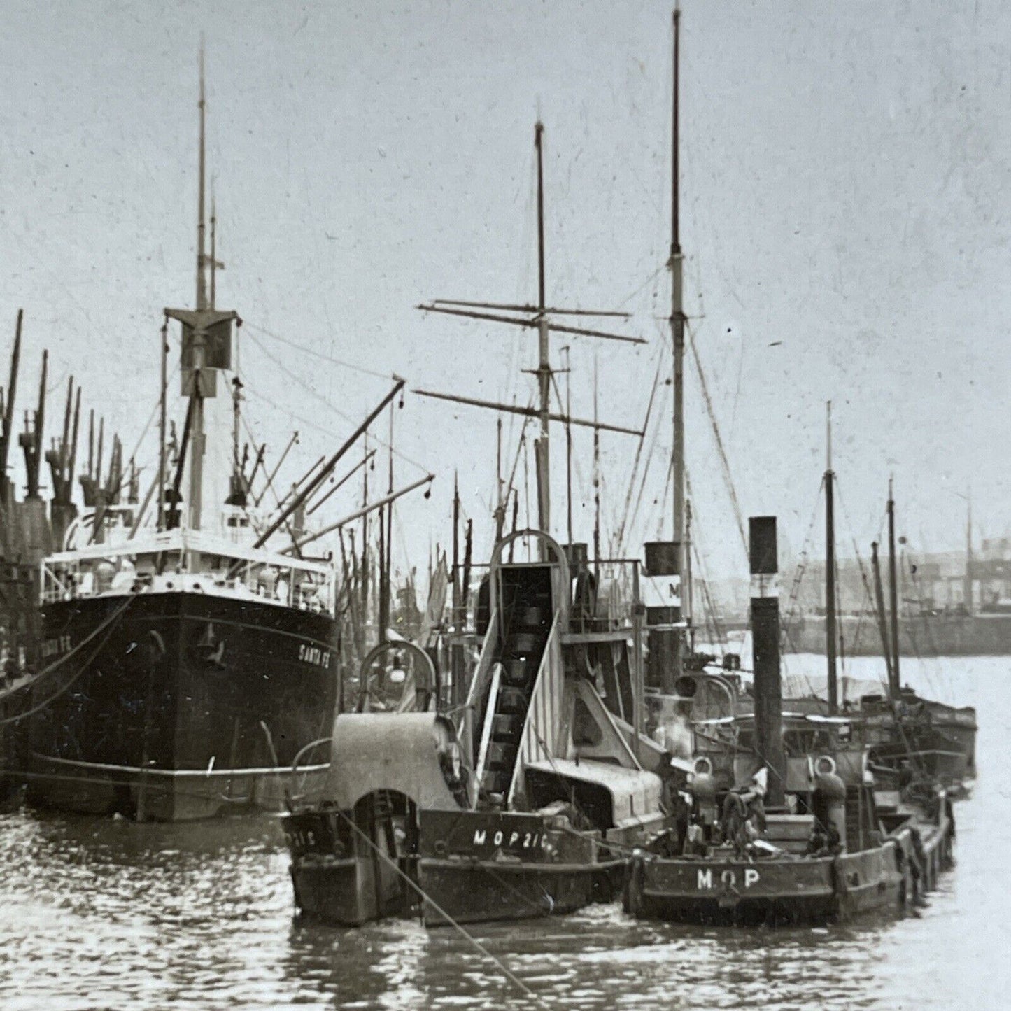 Antique 1921 Buenos Aires Argentina Shipyard Docks Stereoview Photo Card P2069