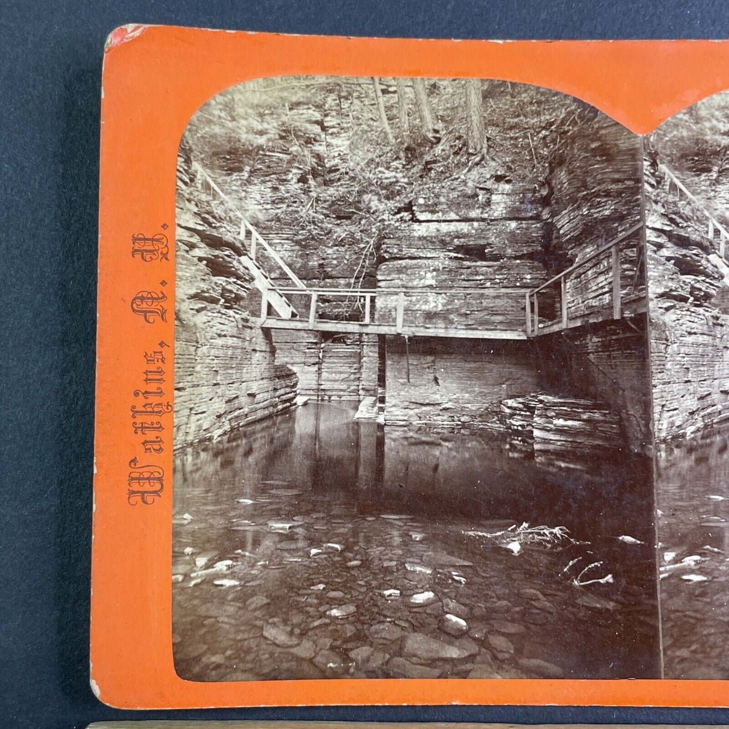 Council Chamber Watkins Glen New York Stereoview R.D. Crum Antique c1870 Y1214