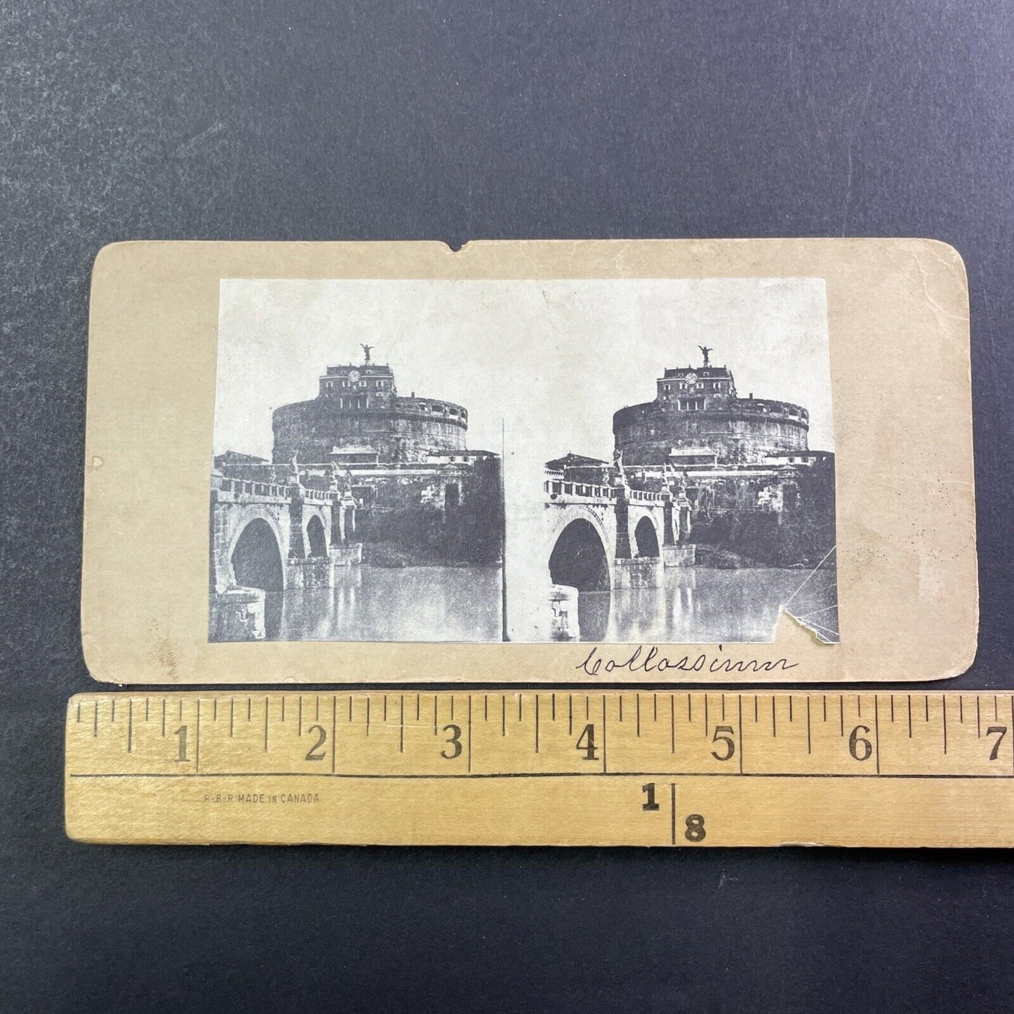 Civil War Liberty Forever Backstamp Stereoview Hadrian's Tomb Rome Antique c1861