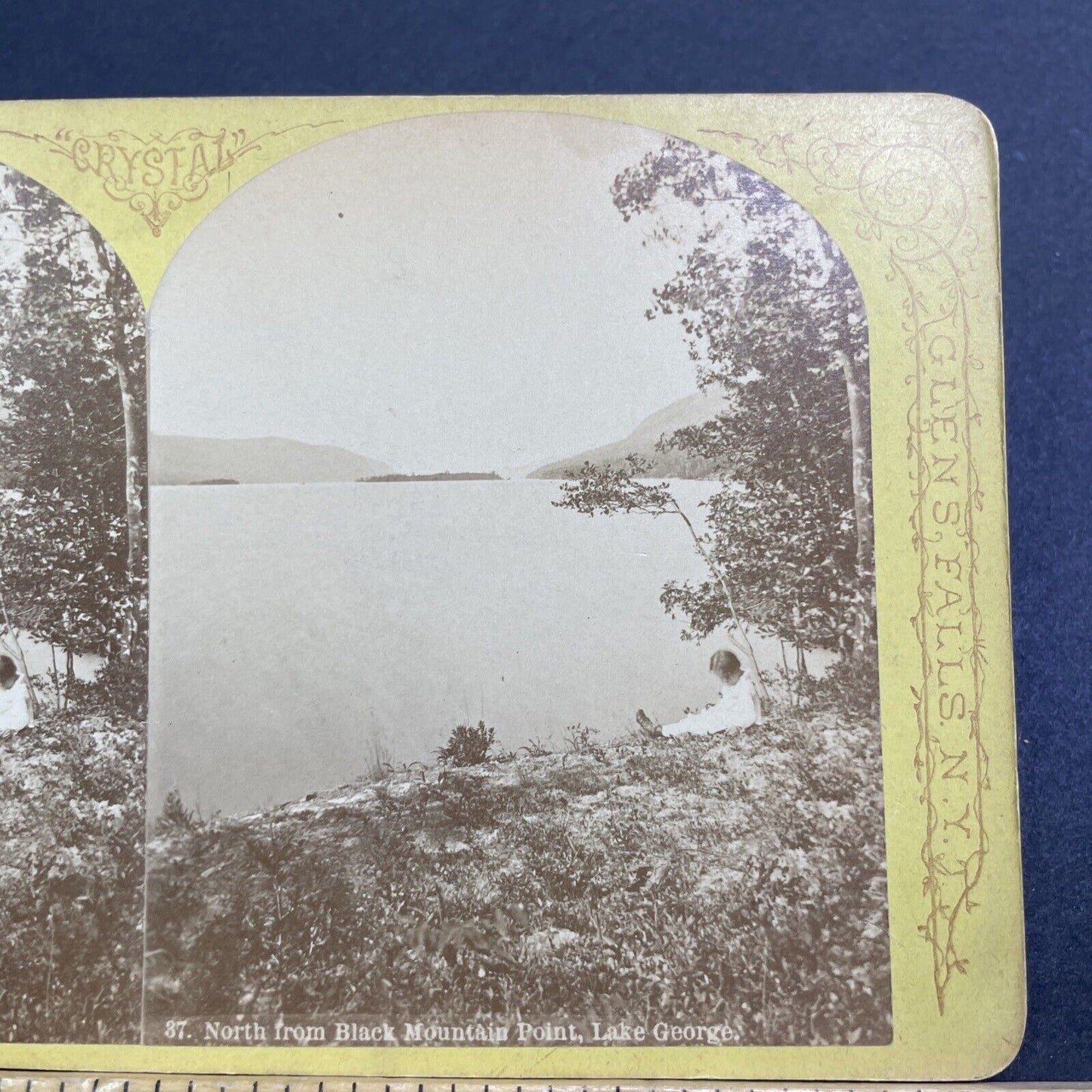 Antique 1860s Black Mountain Point Lake George NY Stereoview Photo Card V550