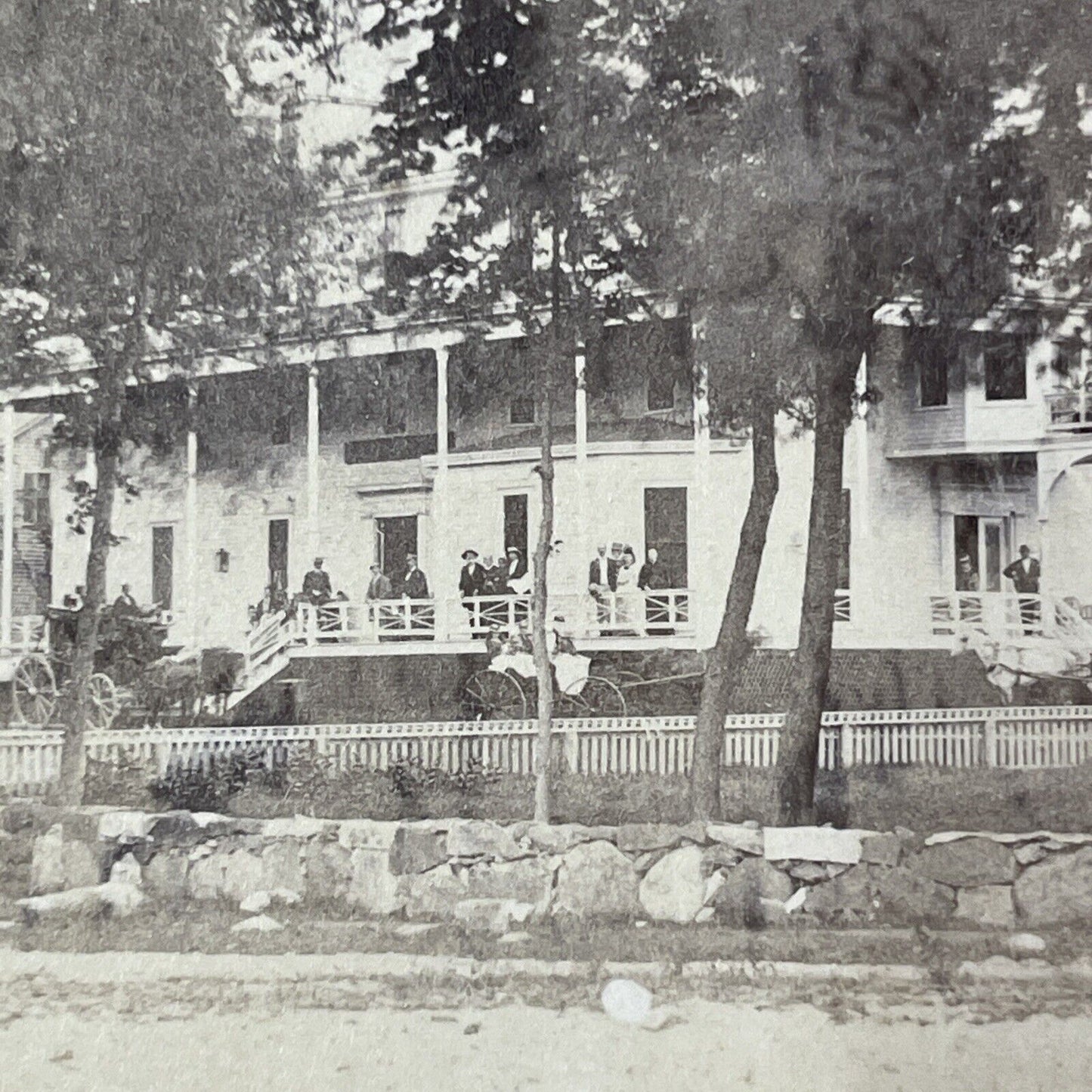 Farragut House Hotel Rye New Hampshire Stereoview Photo Card Antique 1868 X843