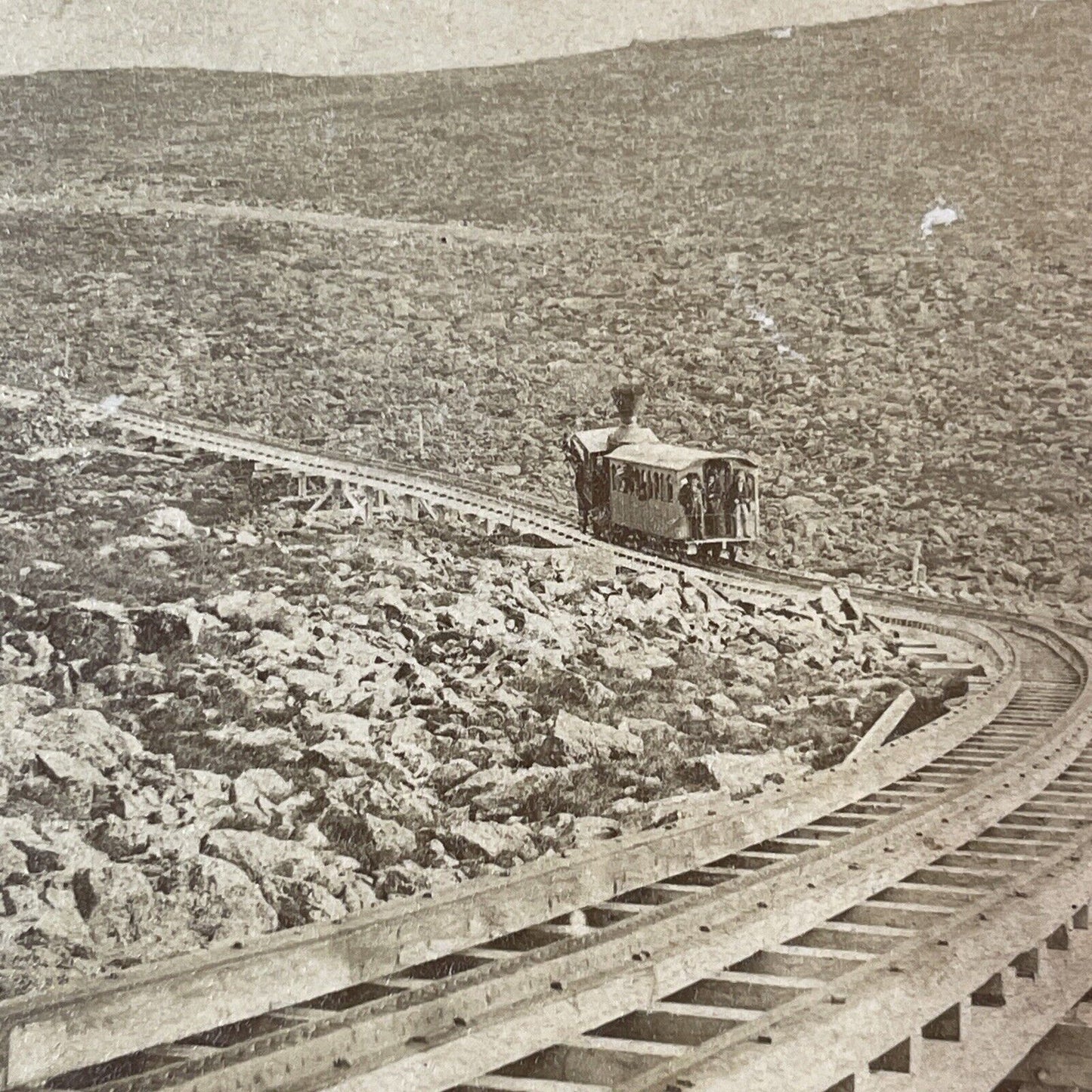 Mount Washington Railroad Train First Trip Stereoview Photo Antique c1868 X911
