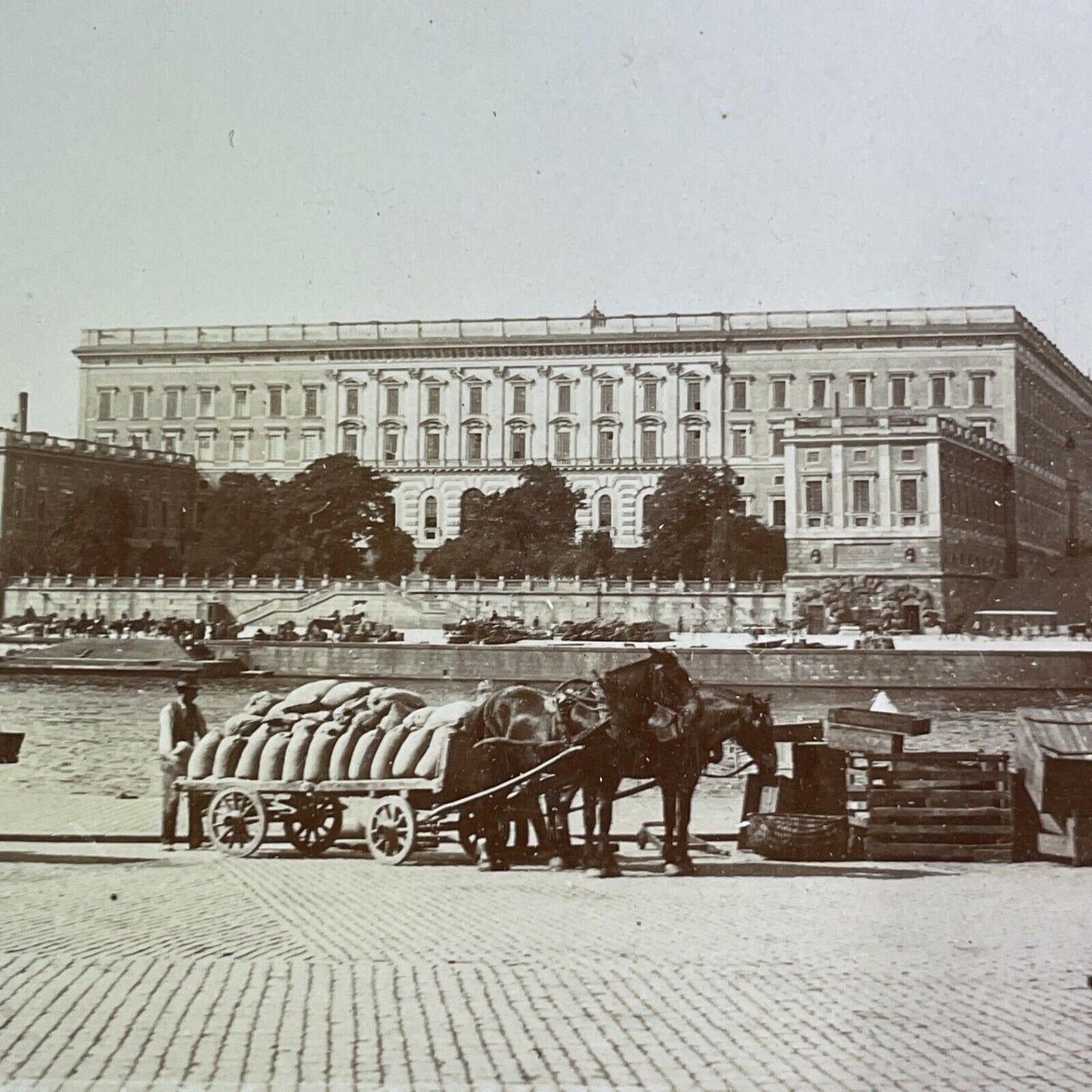 King's Palace in Stockholm Sweden Stereoview Antique c1890s Y2209