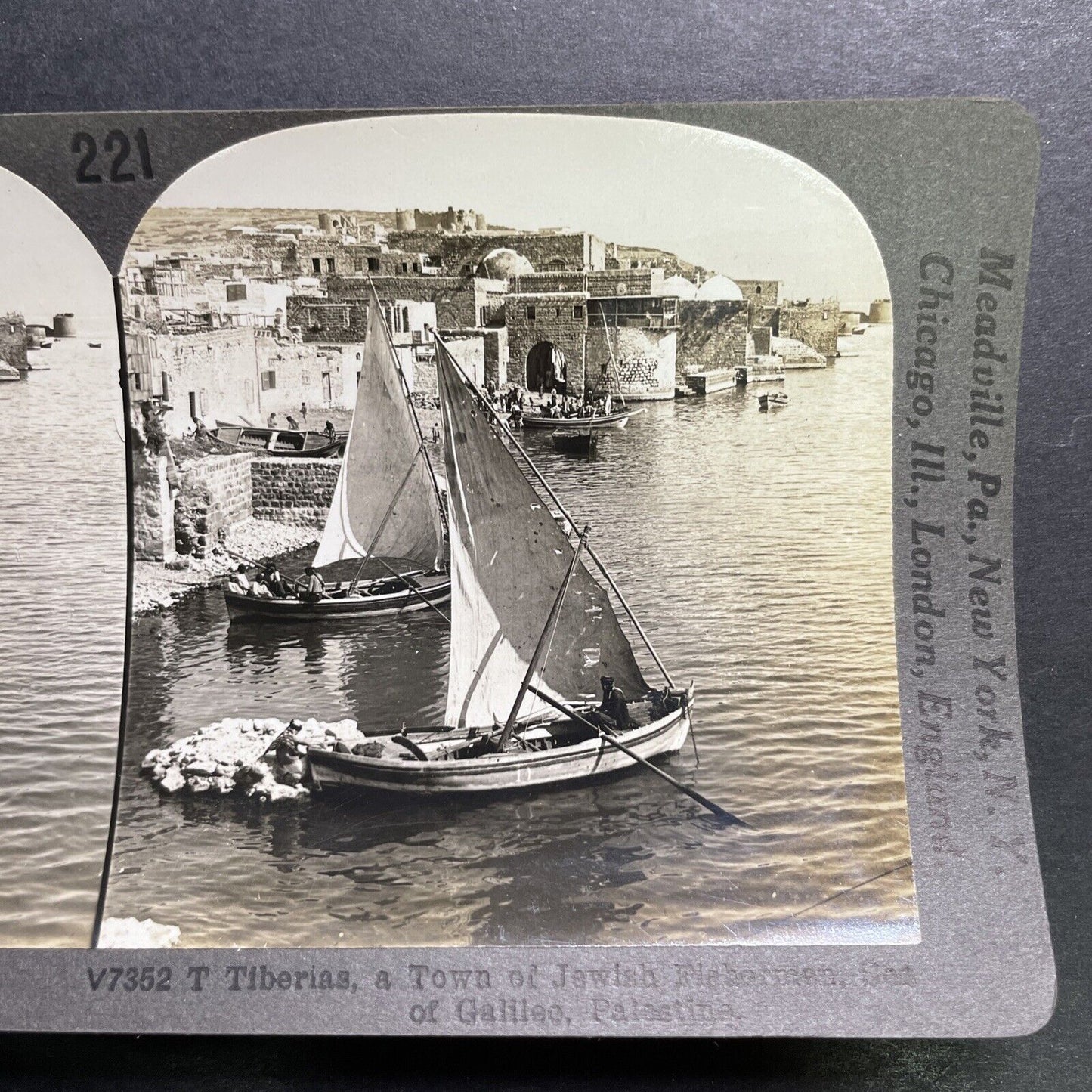 Antique 1918 Fisherman In Tiberias Israel Palestine Stereoview Photo Card P1323