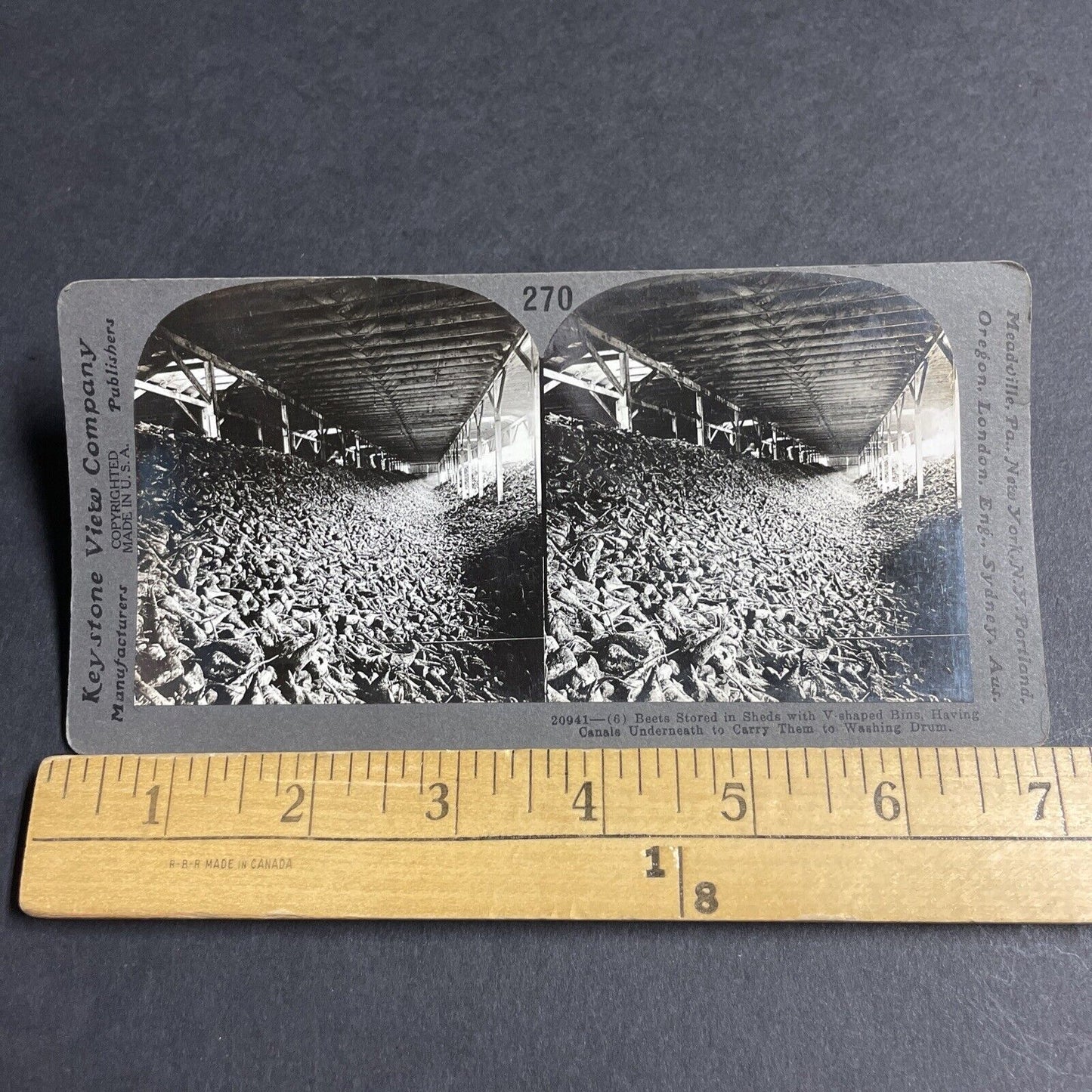 Antique 1910 Sugarbeet Warehouse Montreal Quebec Stereoview Photo Card P3662