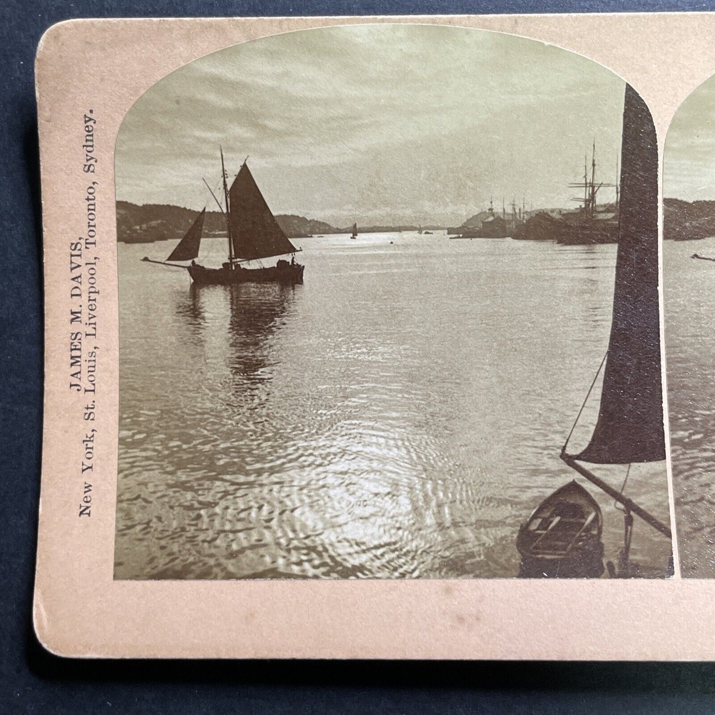 Antique 1896 Fishing Boats Norwegian Fjords Norway Stereoview Photo Card P1307