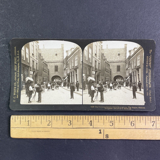 Photographer Shows a Boy his Camera Lens Stereoview Antique c1903 Y1021