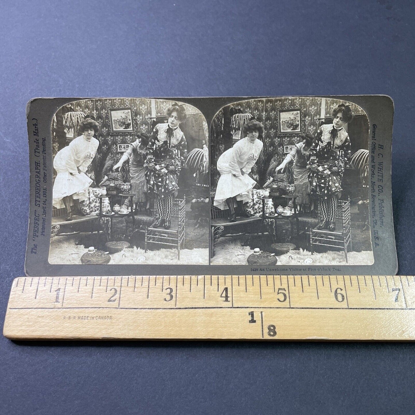 Antique 1902 Women Having Tea See A Rat Stereoview Photo Card P2892