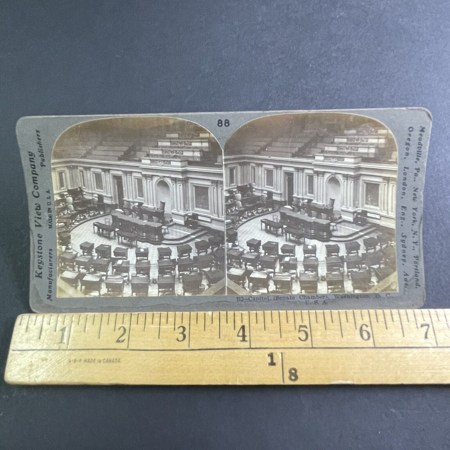 Antique 1903 US Capitol Senate Chamber Washington DC Stereoview Photo Card P2221