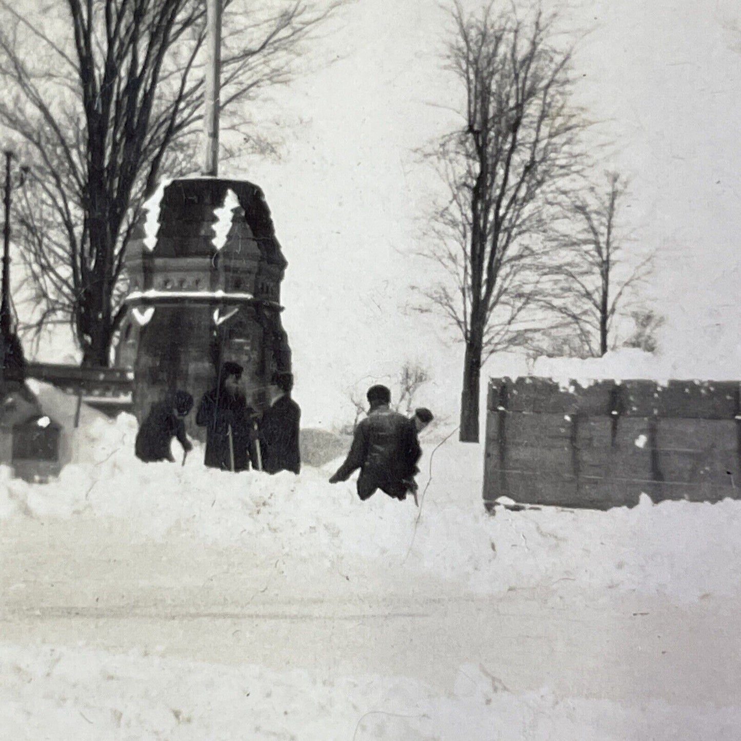 Snow Removal Crews Ottawa Ontario Canada Stereoview OOAK Antique c1908 Y2716