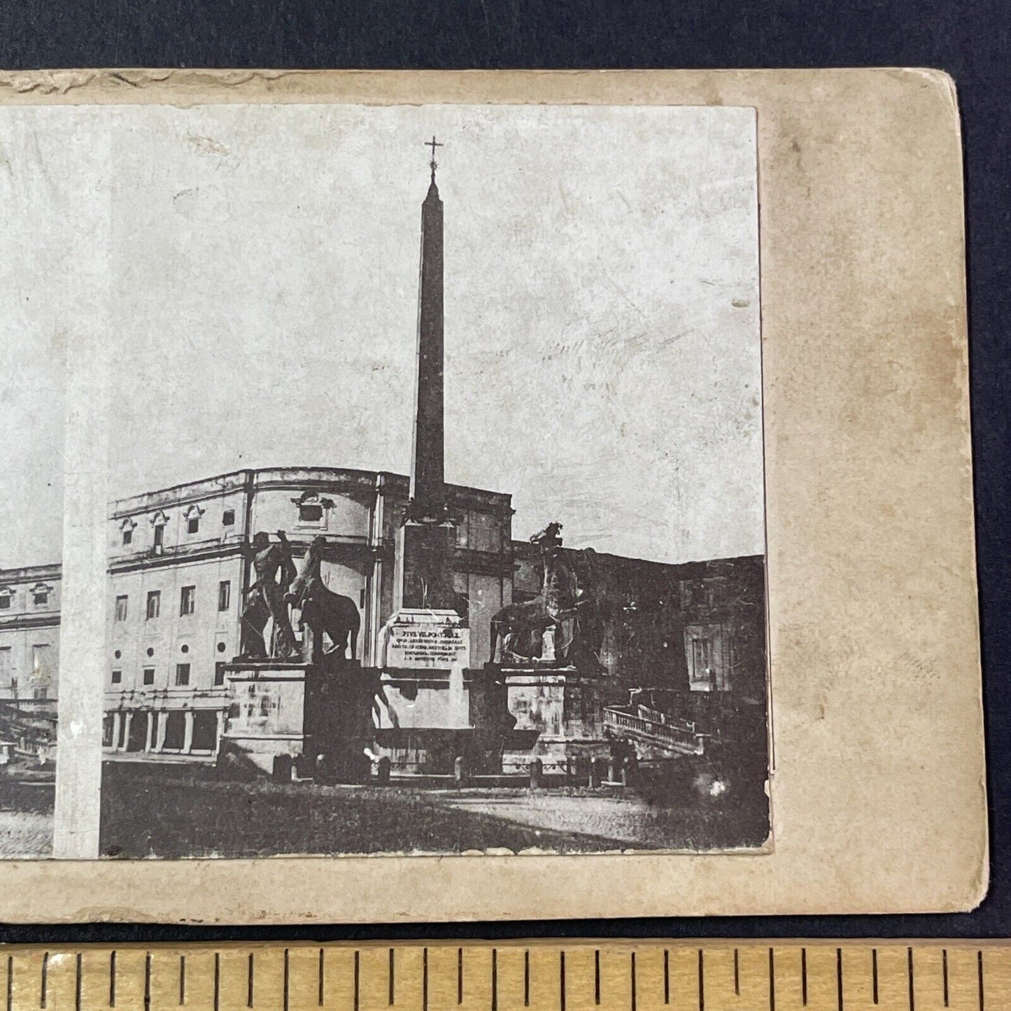 Piazza del Popolo Rome Italy Stereoview People's Square Antique c1855 X2794