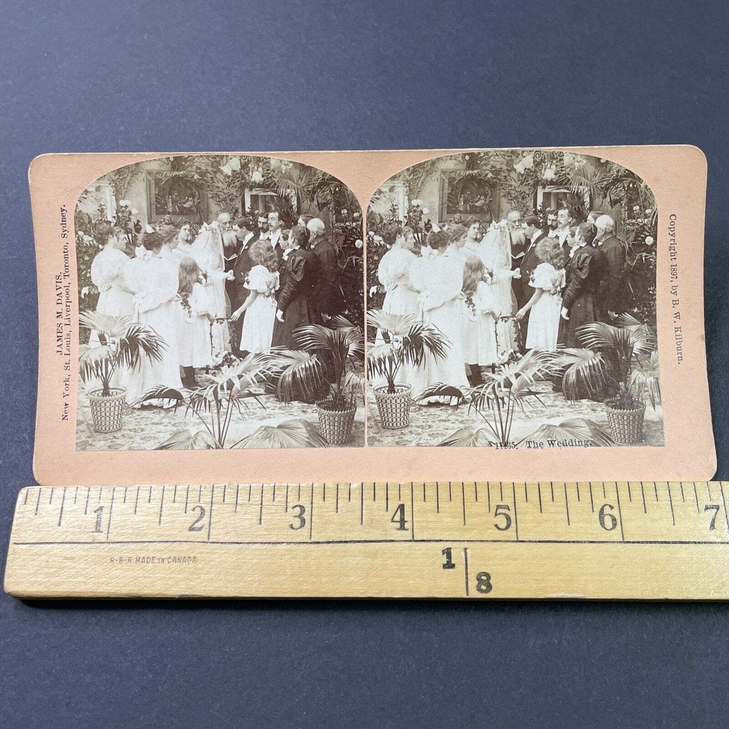 Antique 1897 Victorian Bride & Groom At The Alter Stereoview Photo Card P2952