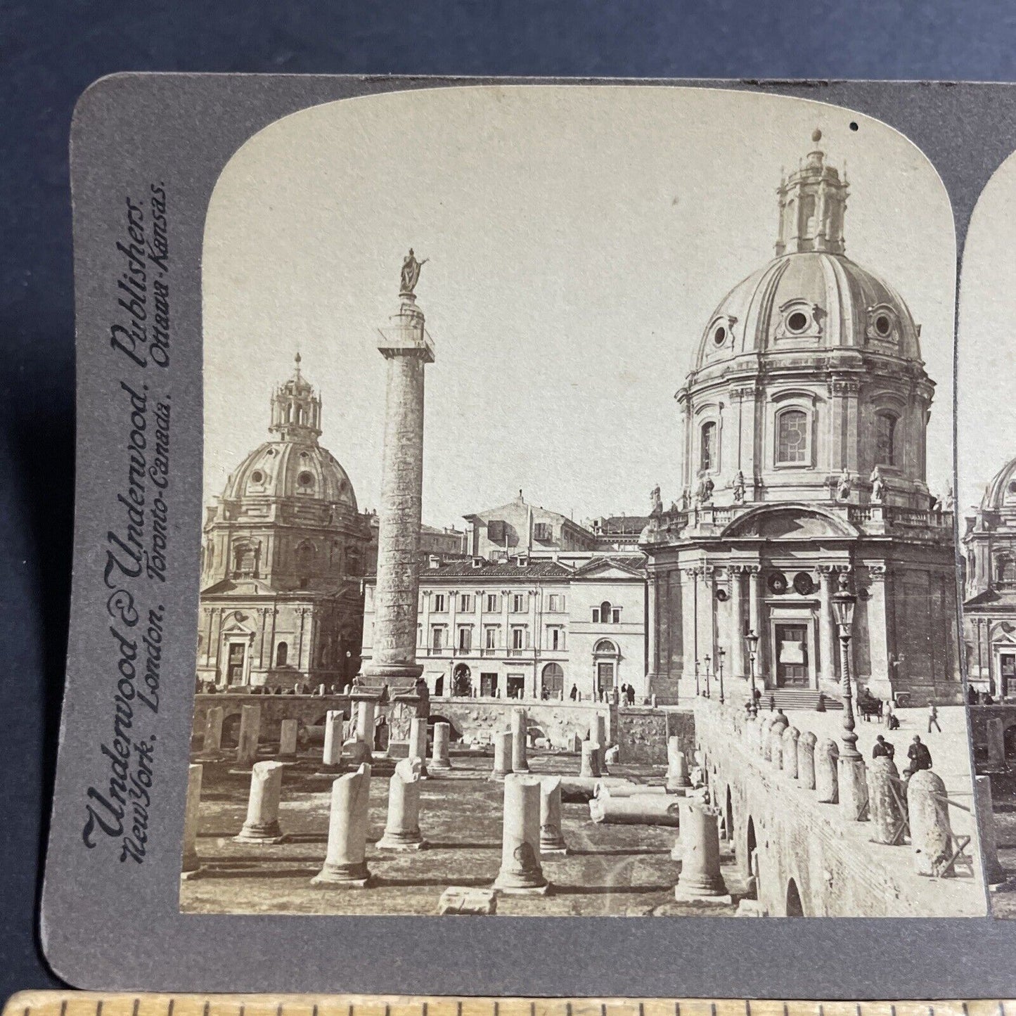 Antique 1897 Trajan's Forum In Rome Italy Stereoview Photo Card P5149