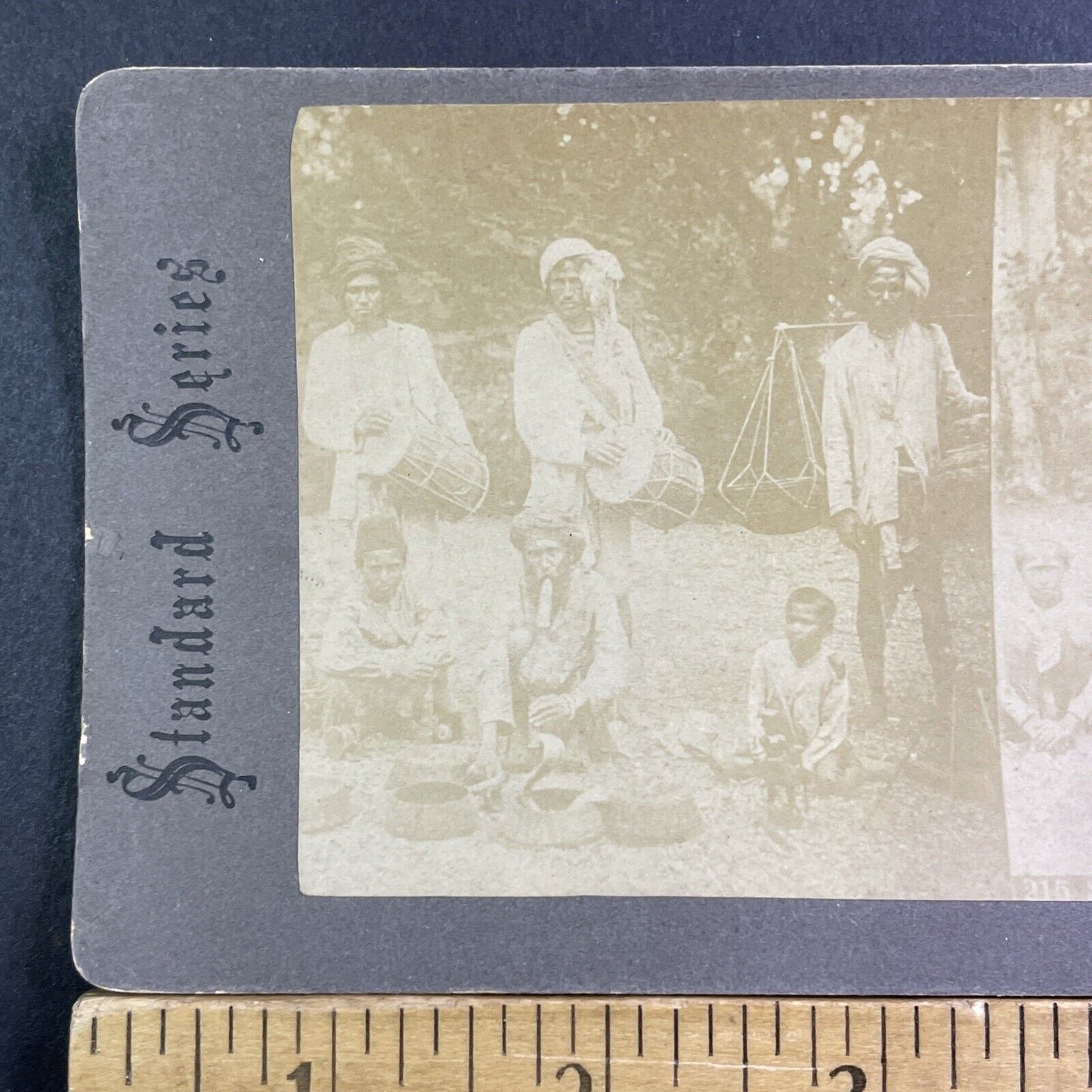 Cobra Snake Charmer With Children Stereoview India Juggler Antique c1870 X1523