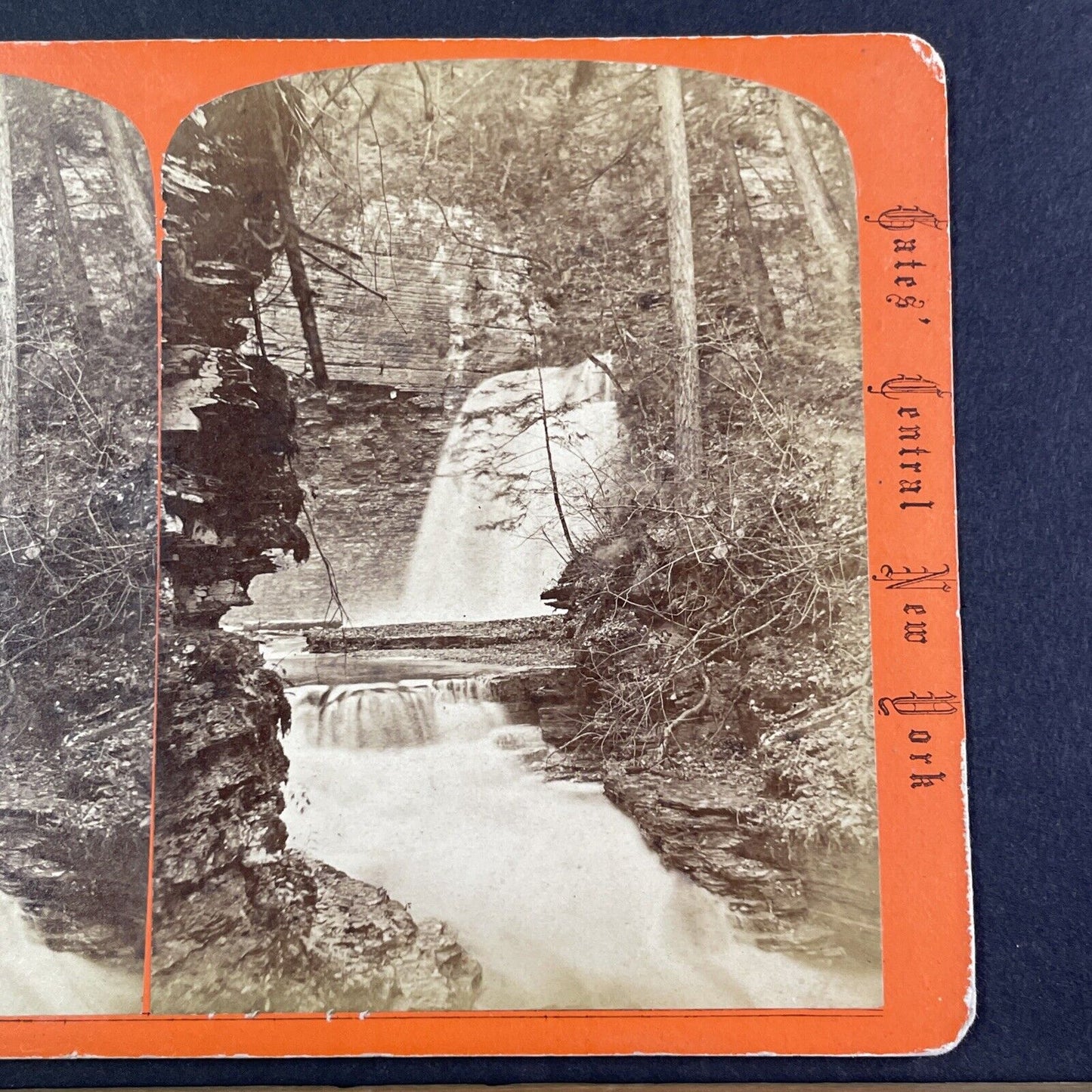 Eagle Falls Watkins Glen New York Stereoview G.F. Gates Antique c1869 Y2833