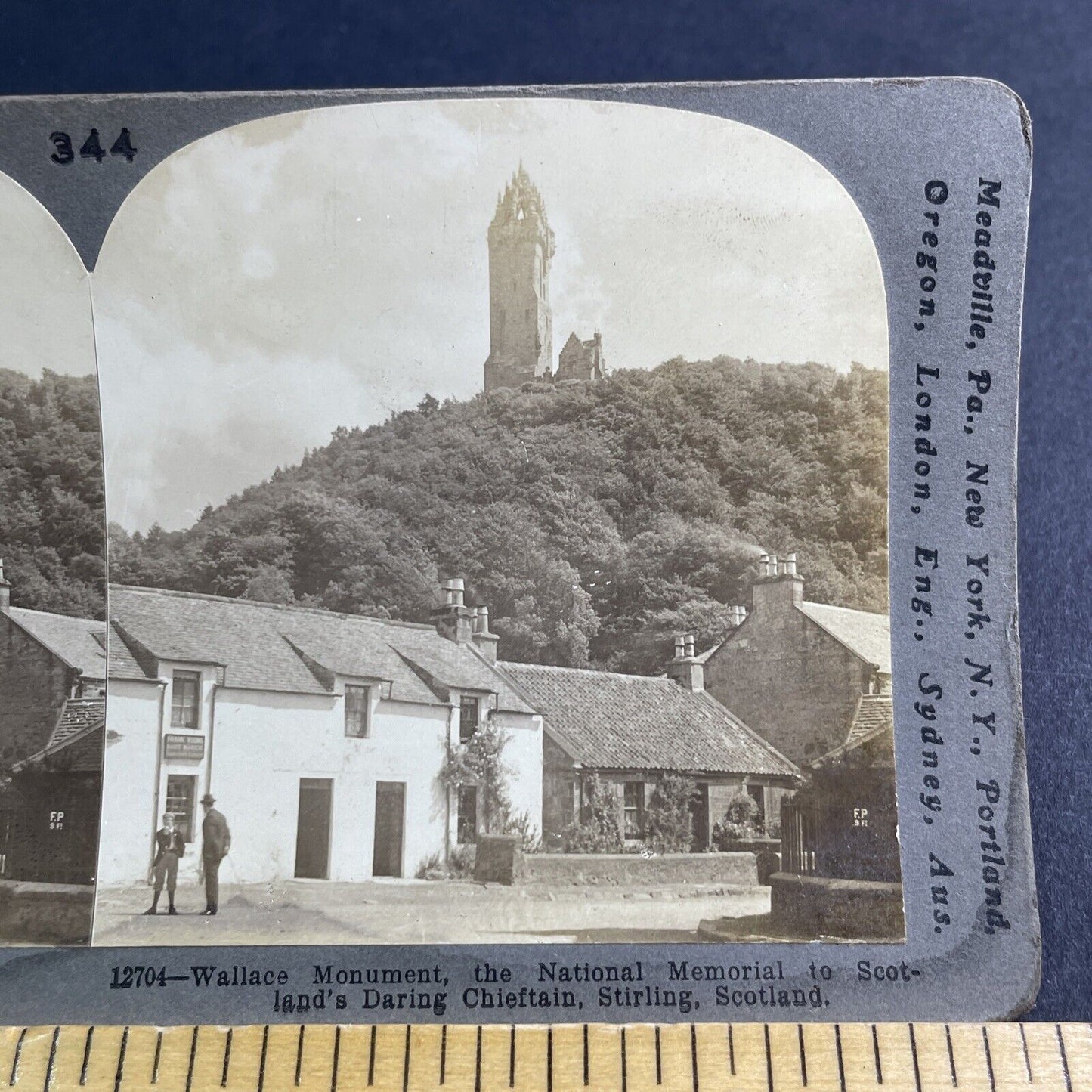 Antique 1902 William Wallace Monument Scotland Stereoview Photo Card P2198