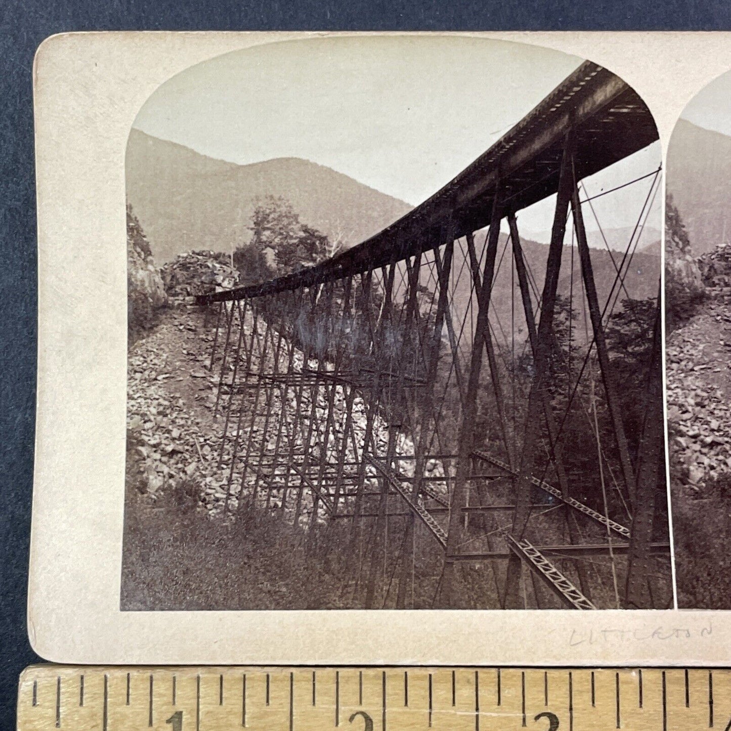 Frankenstein Train Trestle Bridge Stereoview Railroad Photo Antique c1875 X922