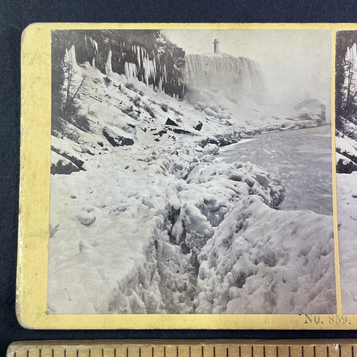 Terrapin Tower From Base of Niagara Falls Stereoview Antique c1870s Y2127