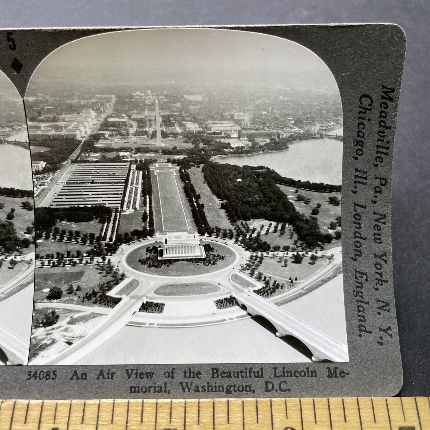 Antique 1923 Lincoln Memorial Aerial Washington DC Stereoview Photo Card P2476