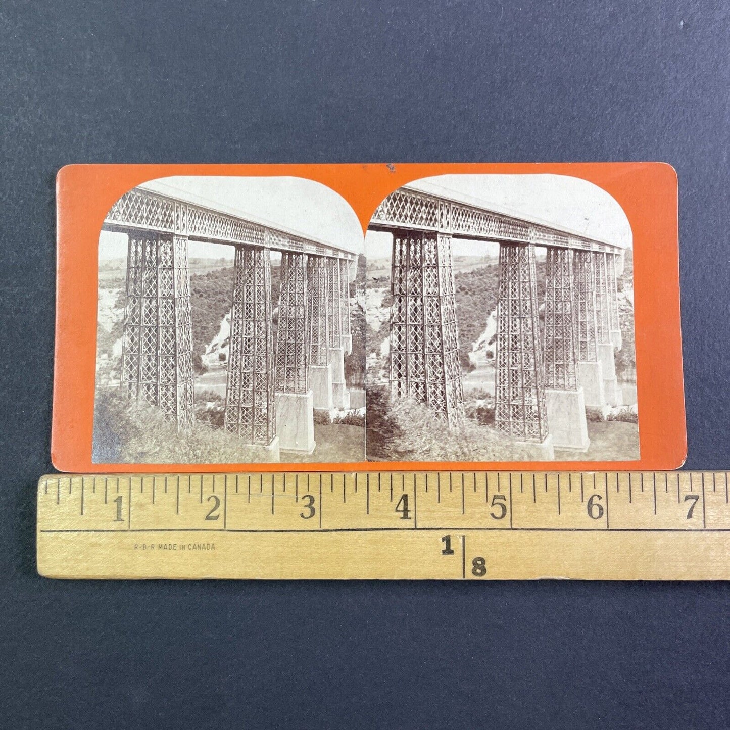 Grand Frey Viaduct Fribourg Switzerland Stereoview Antique c1865 X3200