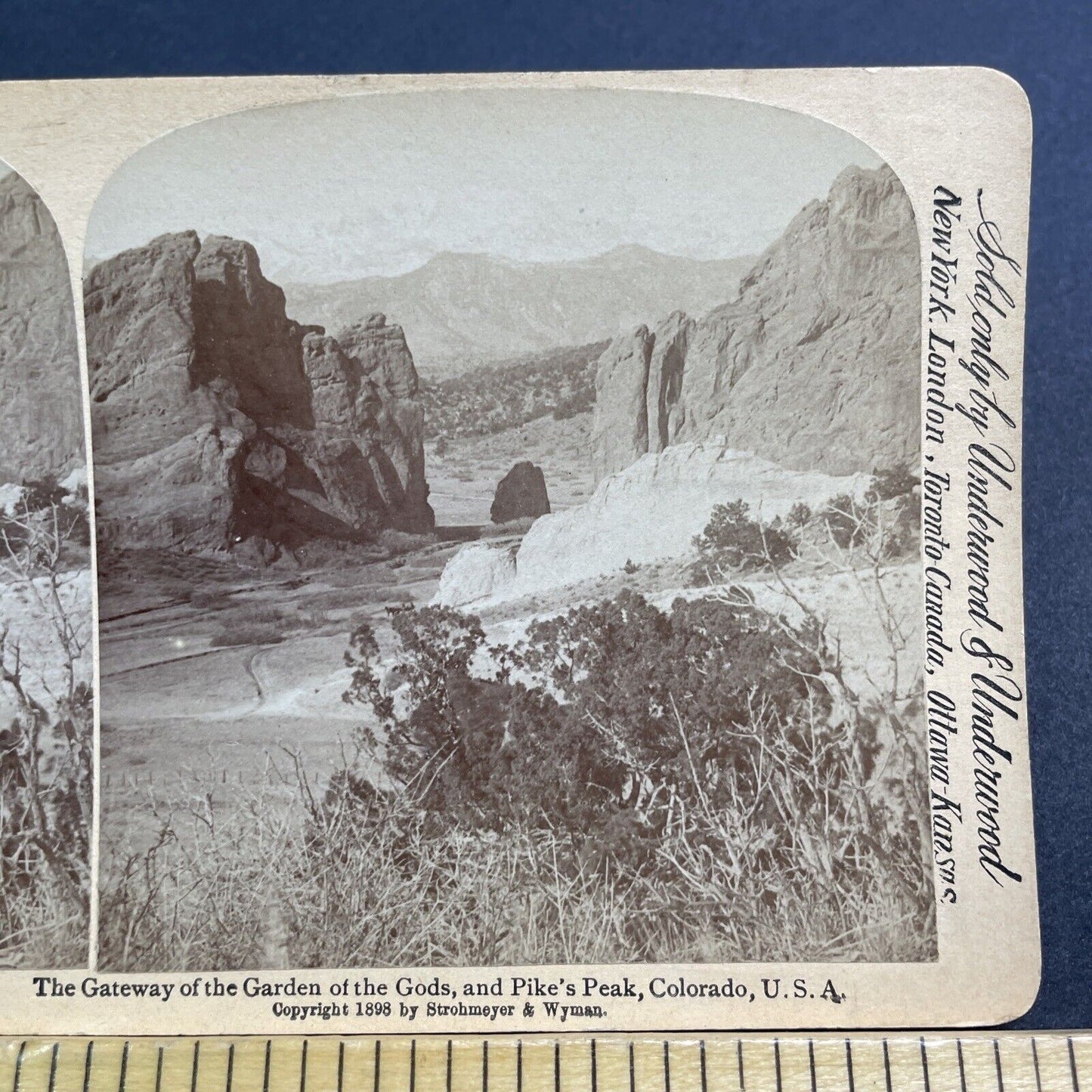 Antique 1898 Pike's Peak Garden Of The Gods Colorado Stereoview Photo Card V517