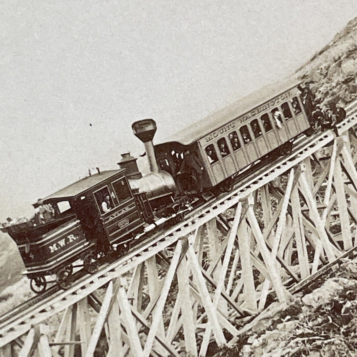 Mount Washington Cog Railway Passengers Stereoview New Hampshire c1870s Y1848