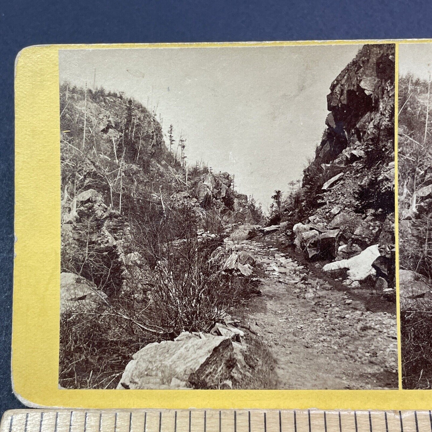 Antique 1870s Crawford Notch Horse & Buggy Road NH Stereoview Photo Card V1995