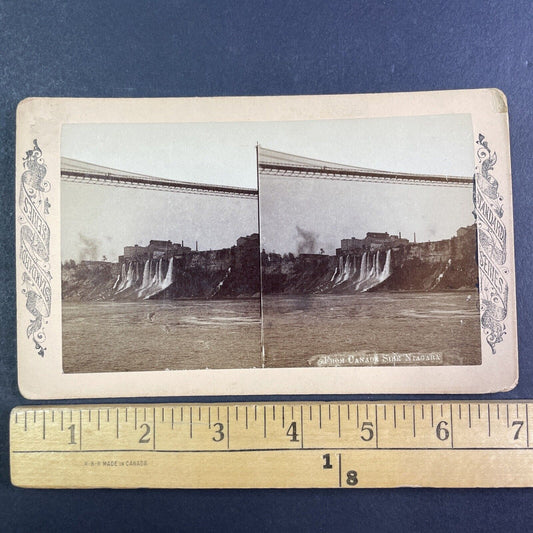 Niagara Falls Hydroelectric Plant New York Stereoview Antique c1880s Y1046 RARE