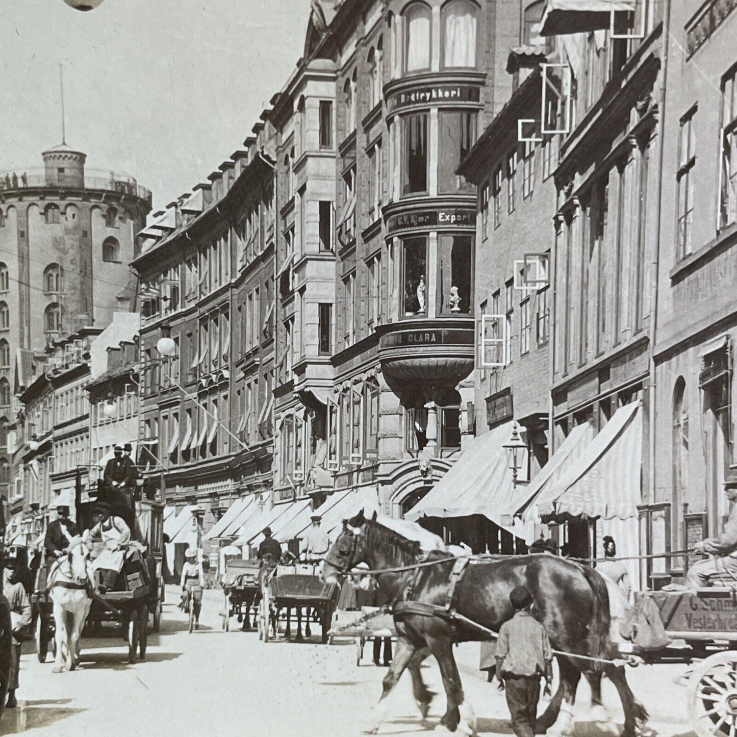 Antique 1901 Horse Riders In Copenhagen Denmark Stereoview Photo Card P2109