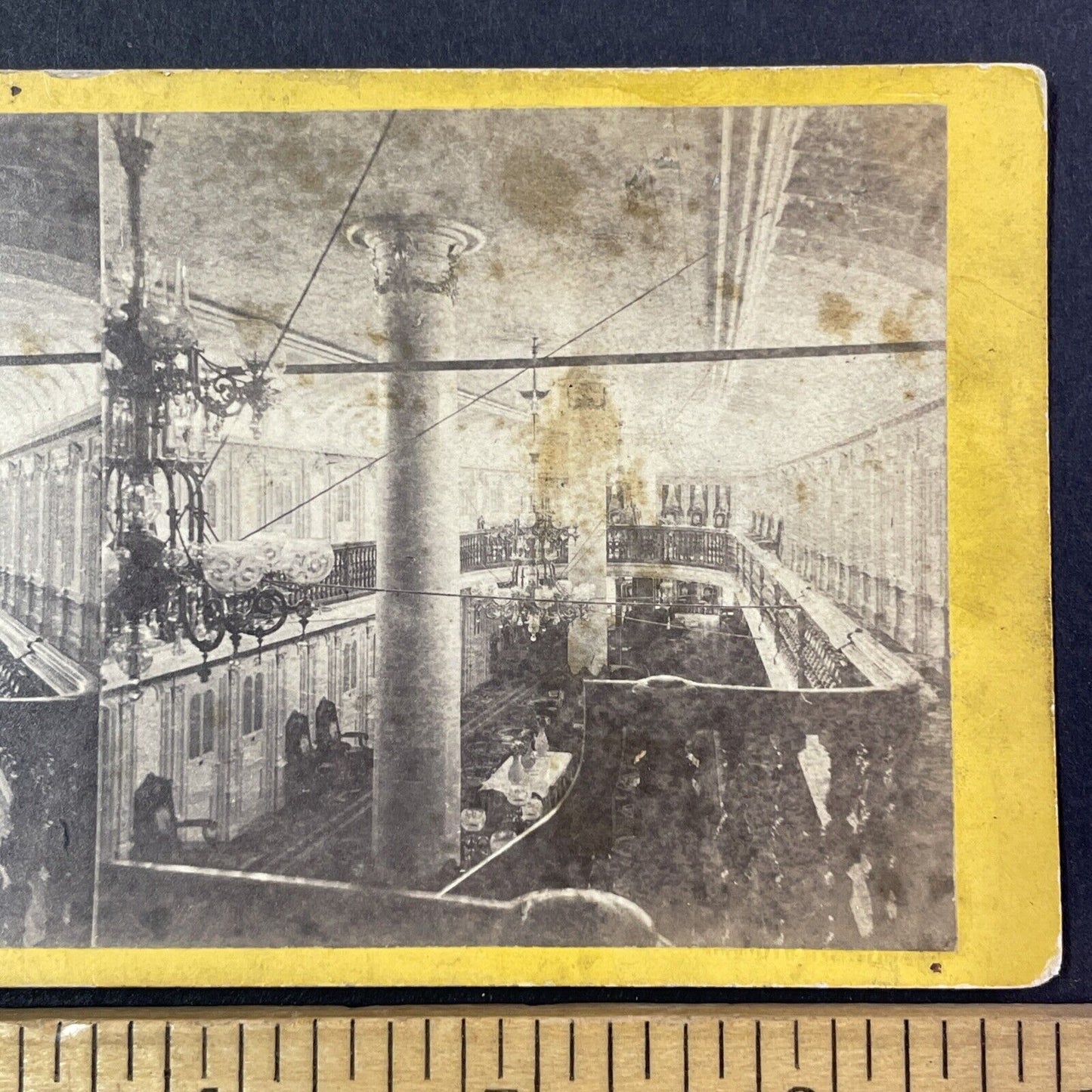 Saloon Inside The Steamship Bristol Steamer Ship Stereoview Antique c1870 X2769