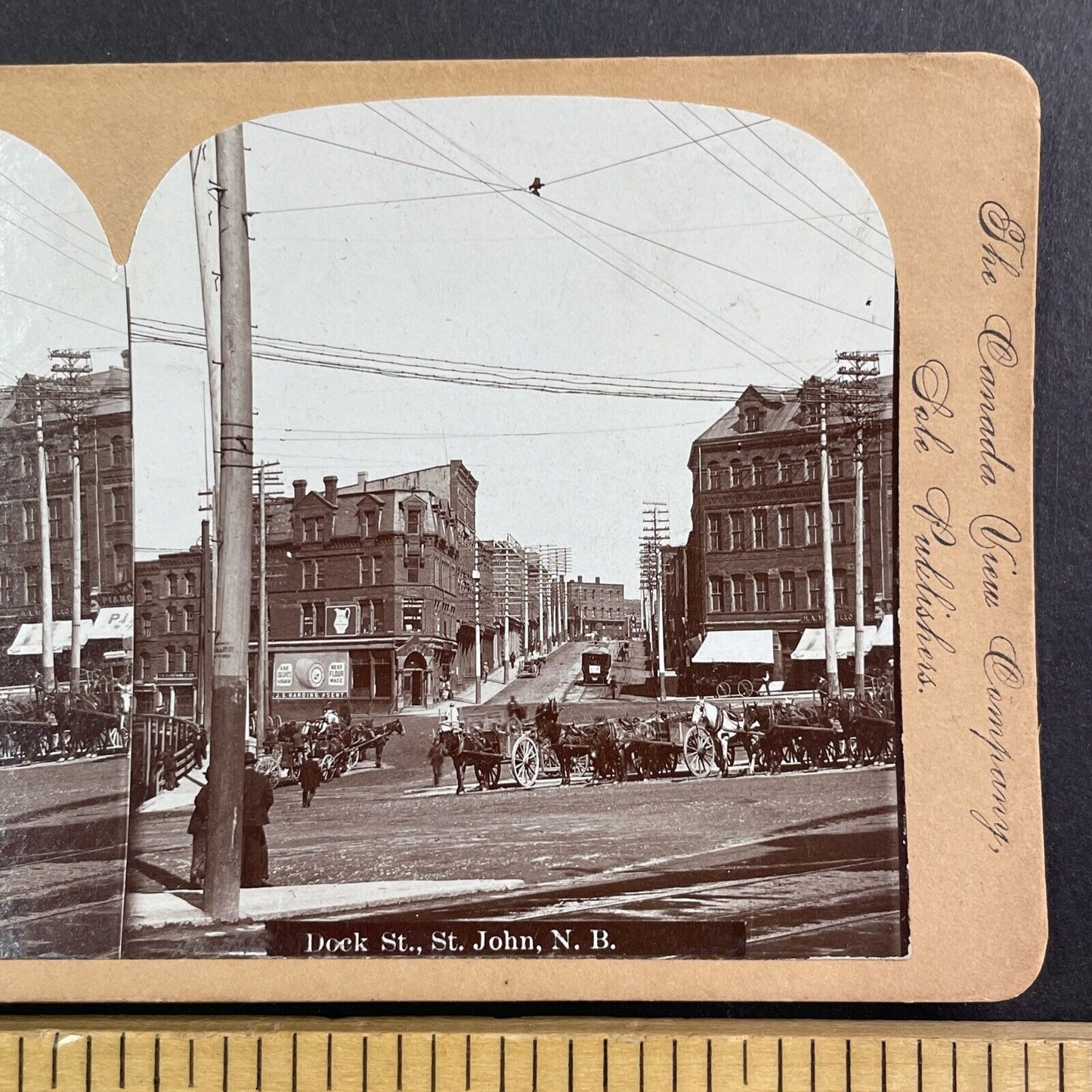 Dock Street Saint John New Brunswick Stereoview Canada Antique c1890s Y449