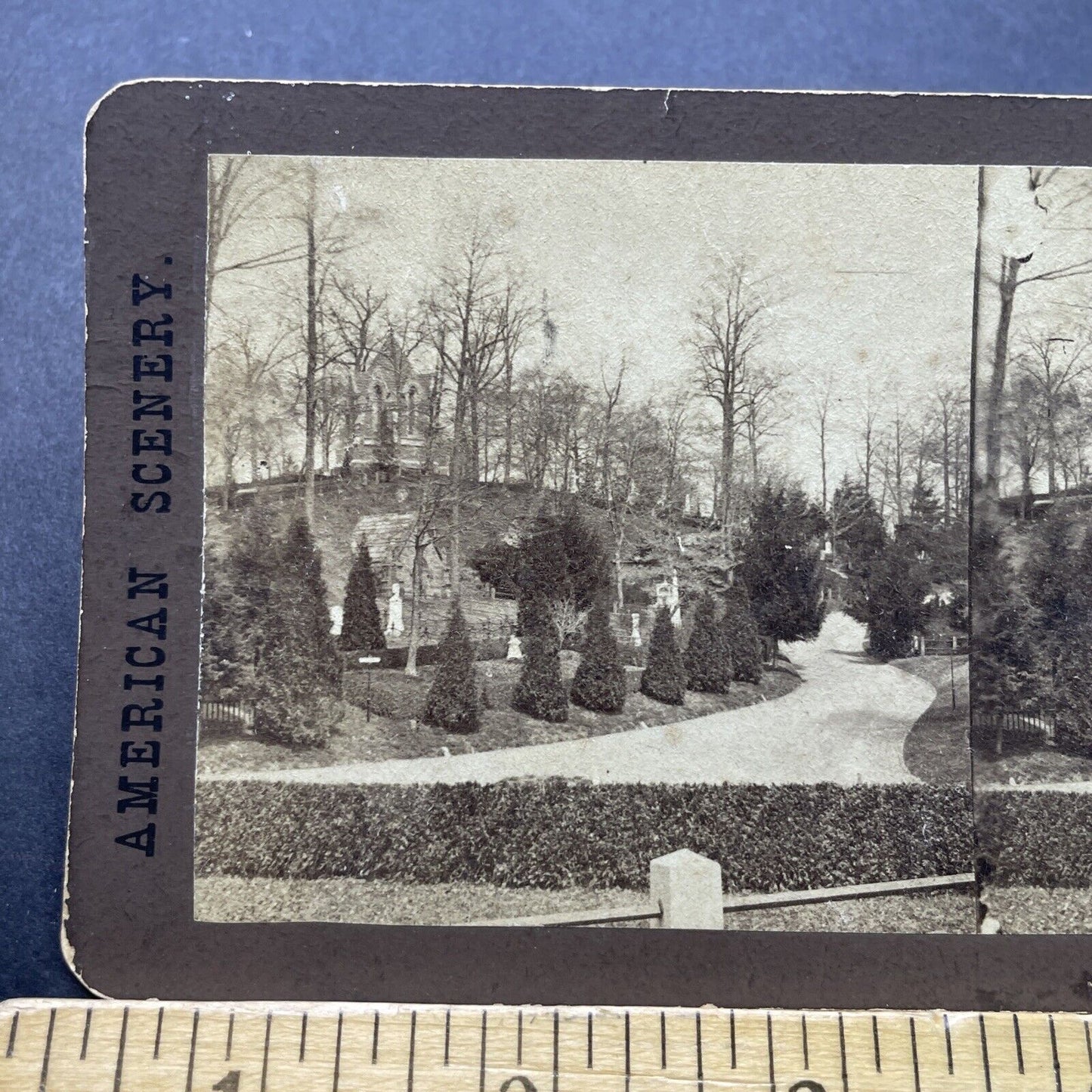 Antique 1880s Green-Wood Cemetery Brooklyn NY Stereoview Photo Card P2438