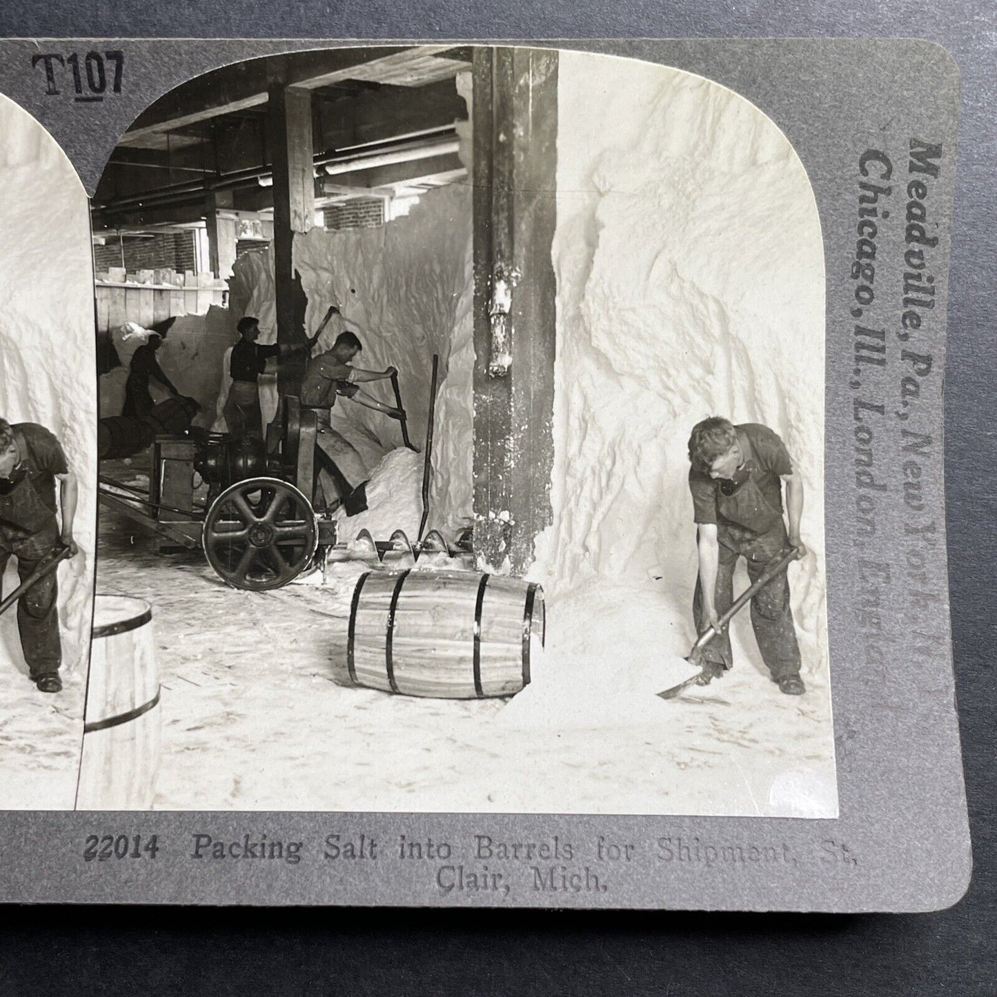 Antique 1915 Salt Packing Factory St. Clair Michigan Stereoview Photo Card P1531