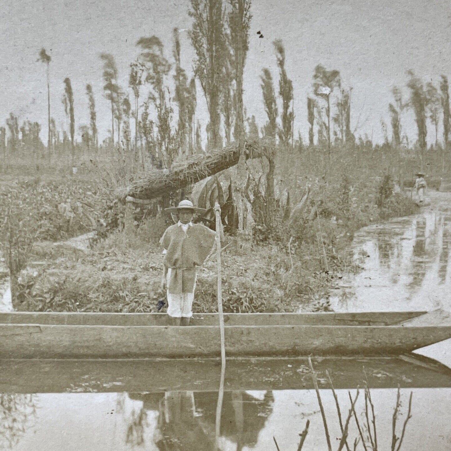 Antique 1873 Gondola Boat In Mexico City Stereoview Photo Card V3332