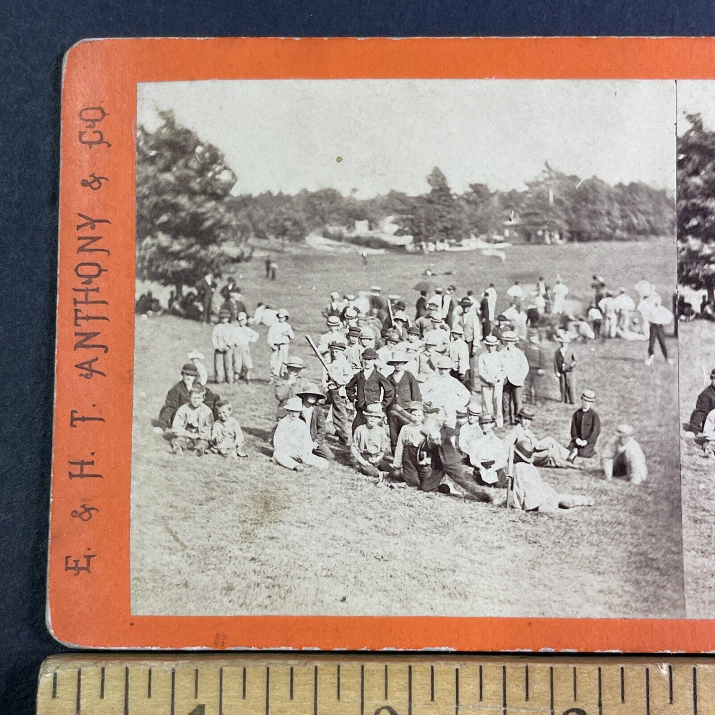 New York Knickerbockers? Central Park NY Stereoview Baseball Antique c1867 X4184